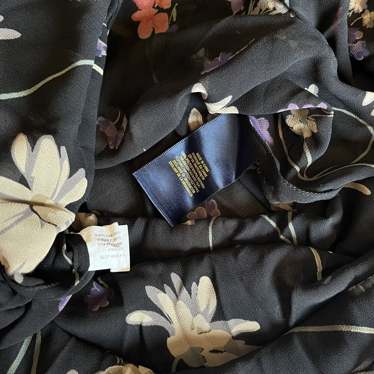 Polo Ralph Lauren Polo Ralph Lauren Black Floral Printed Chiffon Tunic Top Size XXL / US 16-18 / IT 52-54 - 5 Thumbnail