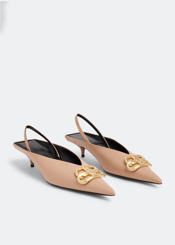 Balenciaga o1srvl11e1124 Square Knife Slingbacks in Beige/Gold Size US 9 / IT 39 - 4 Thumbnail