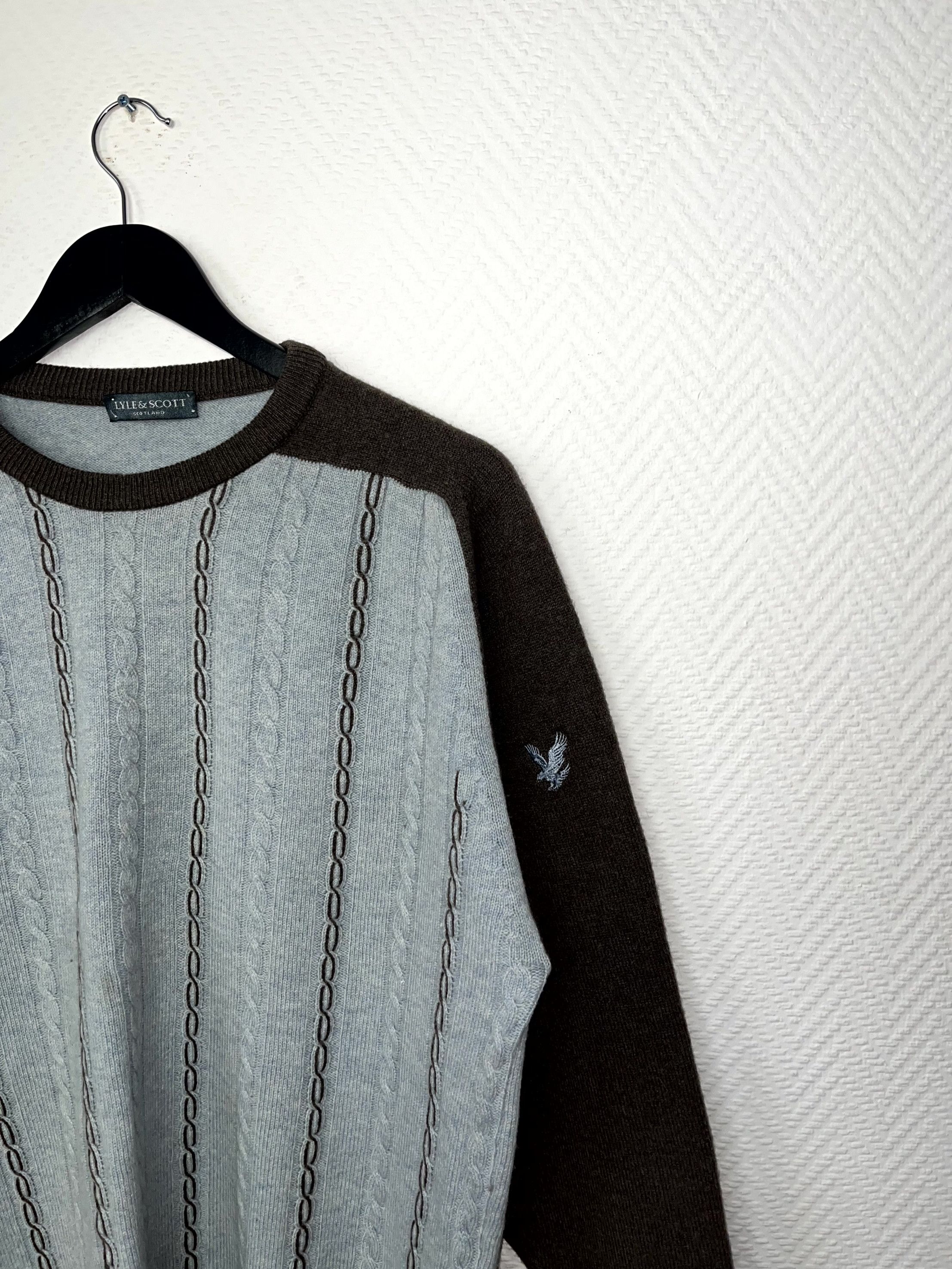 Lyle & Scott Vintage Lyle & Scott Cable Knit Raglan Sweater Blue Size M Size US M / EU 48-50 / 2 - 11 Thumbnail