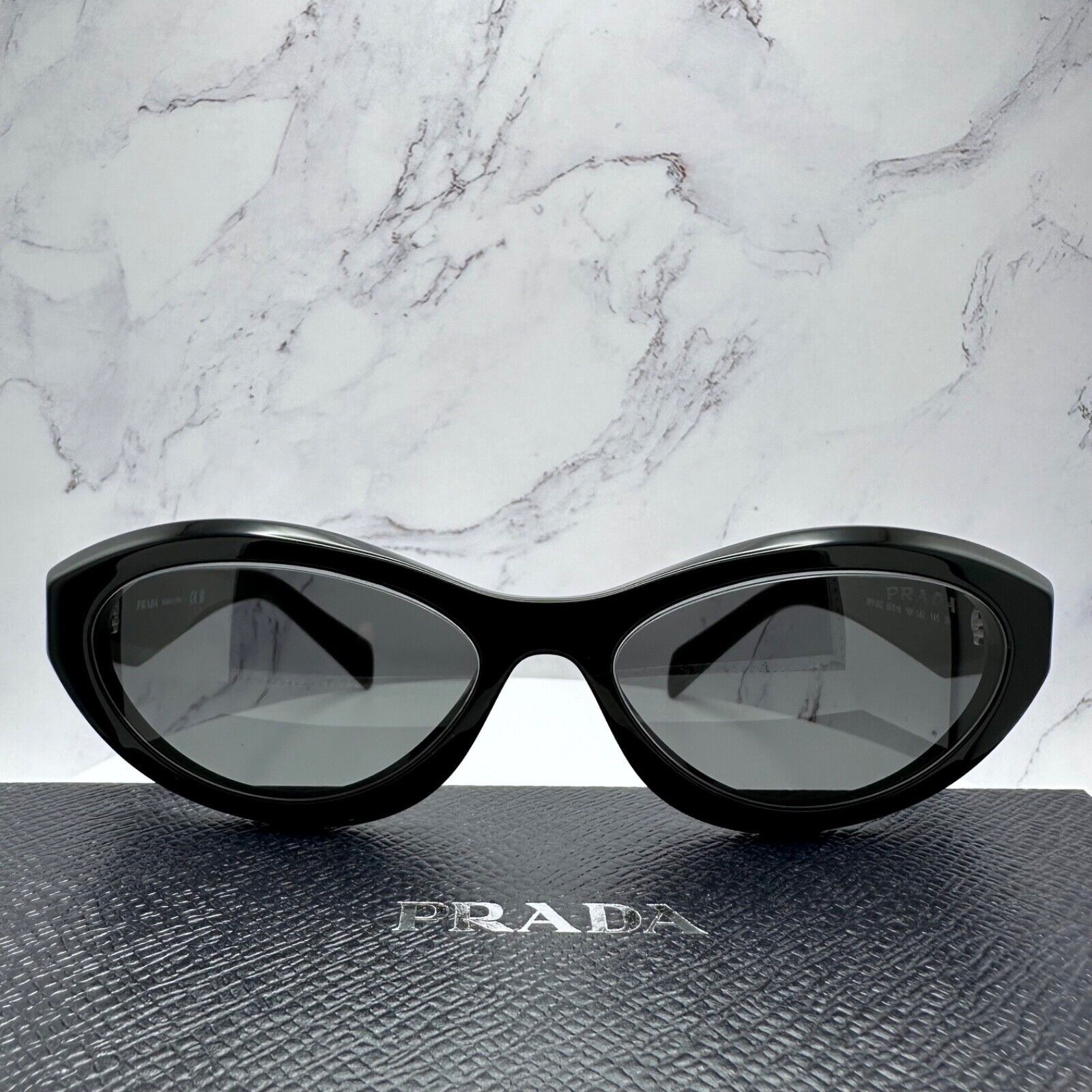 Prada New Prada Sunglasses Black Acetate Symbole Logo Slim Size ONE SIZE - 17 Thumbnail