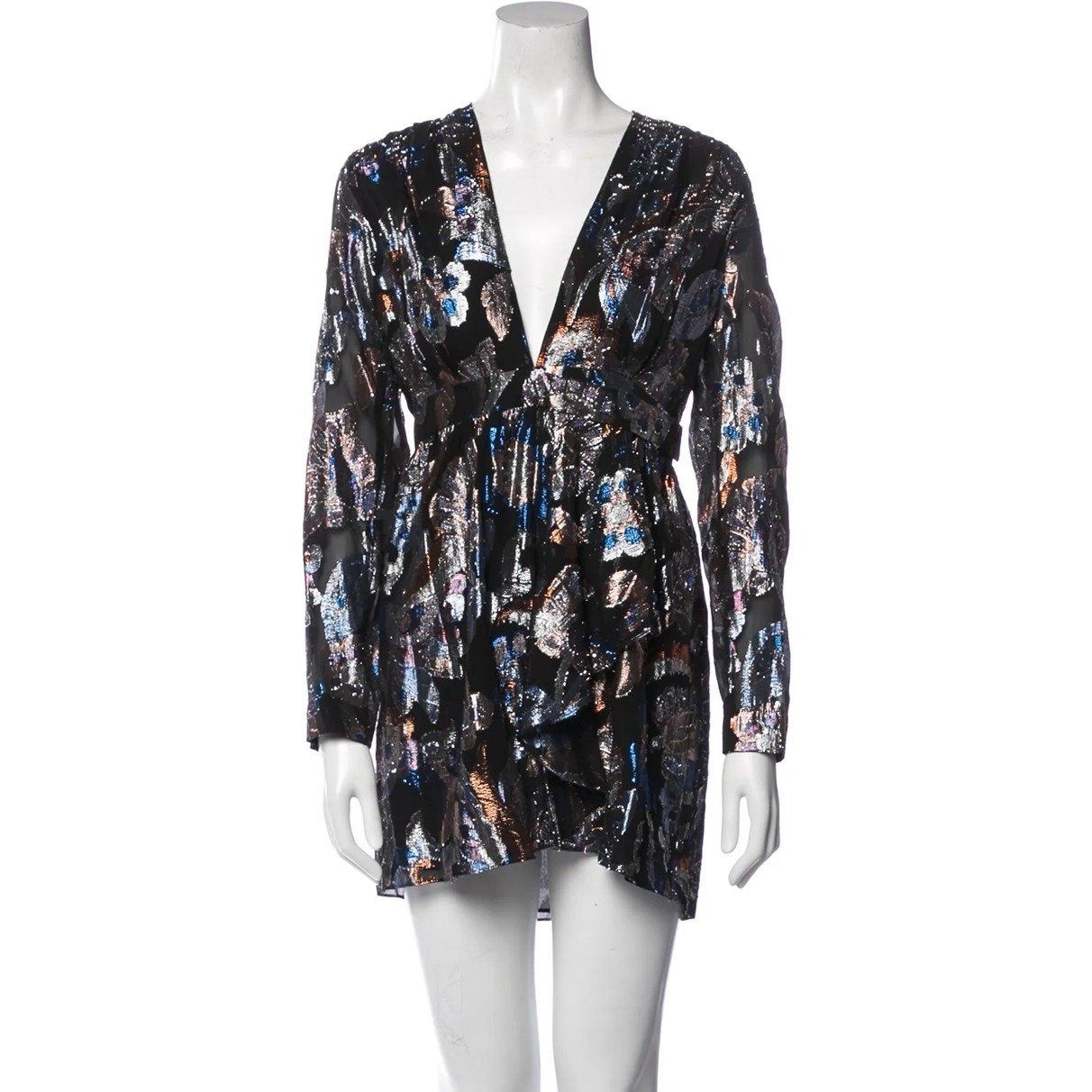 Ramy Brook Ramy Brook Shaina Lurex Silk Jacquard Dress Metallic Mini Dr Size XS / US 0-2 / IT 36-38 - 9 Thumbnail