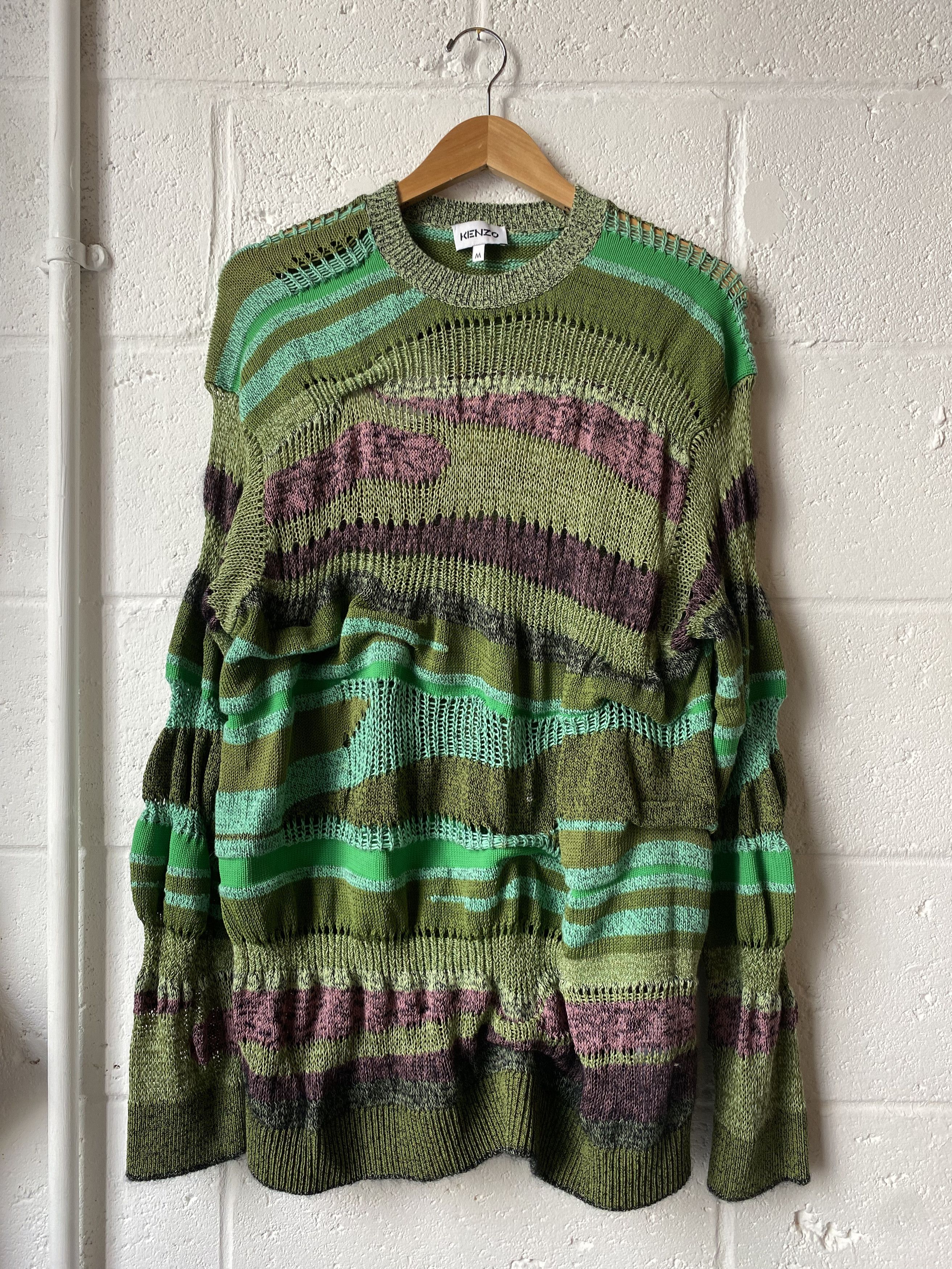Kenzo Kenzo Striped Knit Sweater with Cut-out Detail Size M Size US M / EU 48-50 / 2 - 1 Thumbnail