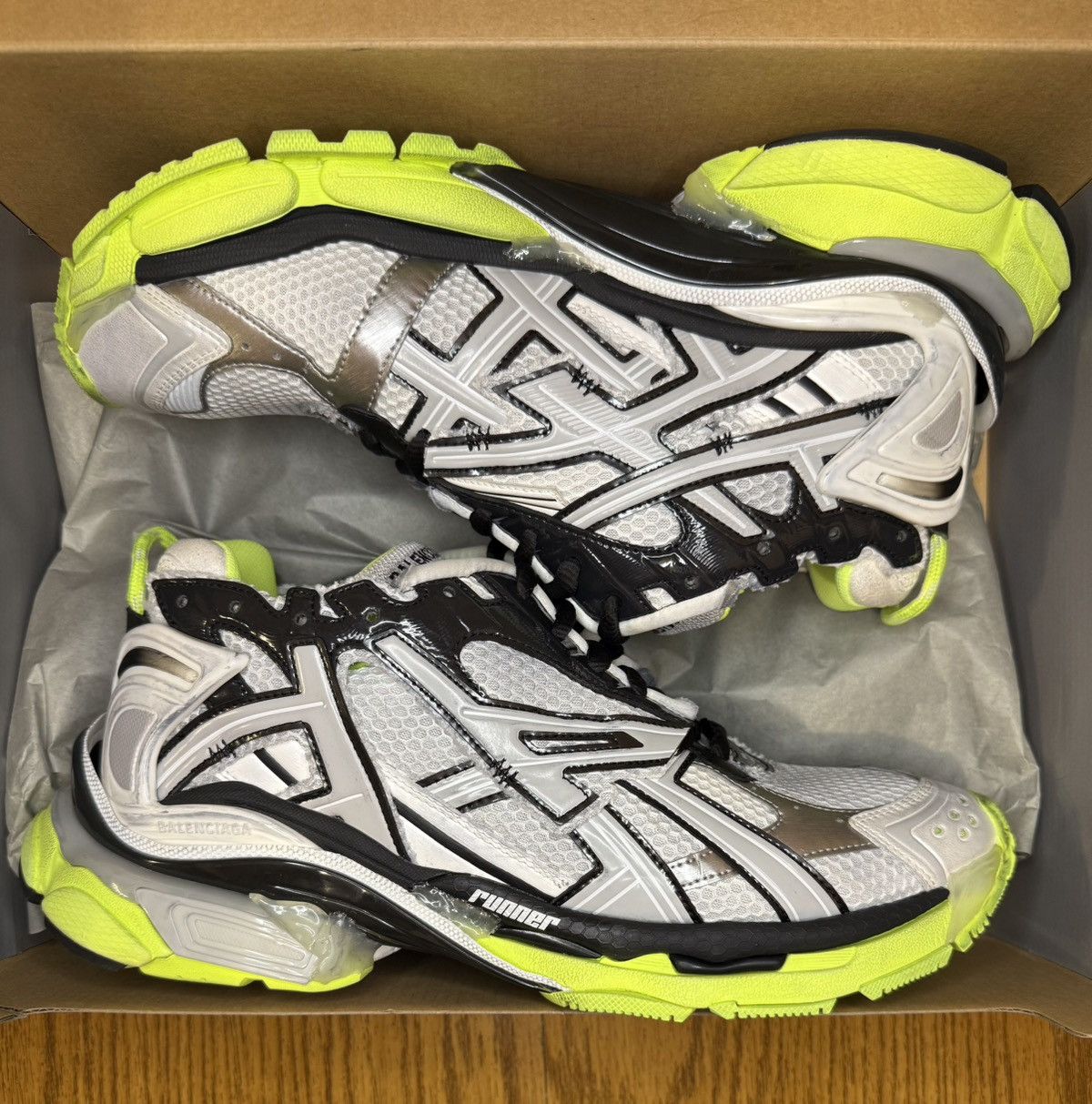 Balenciaga Balenciaga Runner Sneaker (White/Black/Fluo Yellow) Size US 12 / EU 45 - 1 Thumbnail