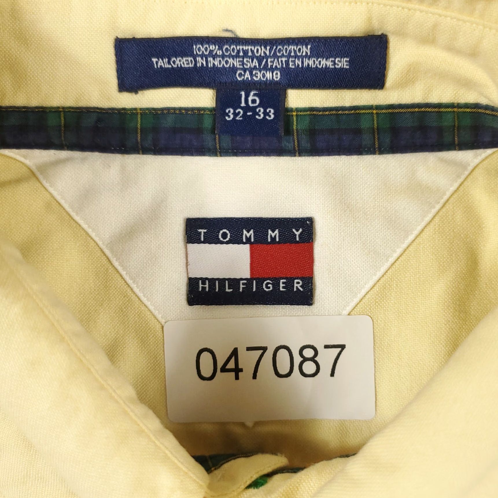 Tommy Hilfiger Tommy Hilfiger Dress Shirt Mens 16 Yellow Long Sleeve Button Up 100% Cotton Solid Preppy American Mens Size 42R - 6 Thumbnail