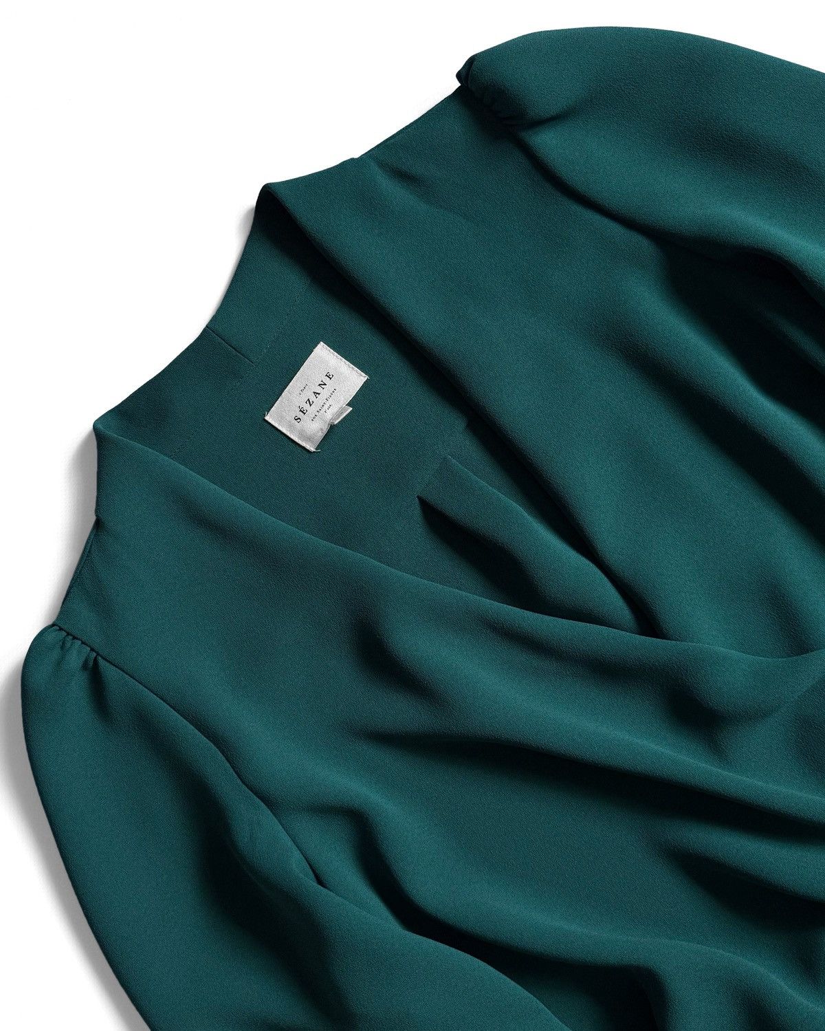 Sezane Sezane Emerald Draped Romantic Elegant Classy LongSleeve Top Size S / US 4 / IT 40 - 3 Thumbnail