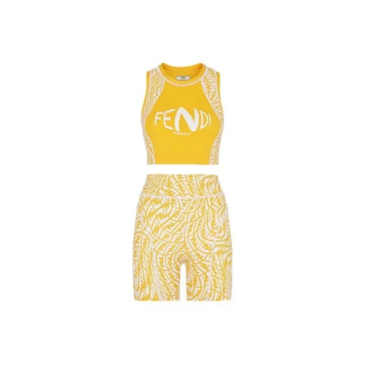 Fendi Fendi Yellow Sports Set with Shorts and Top 0079 Size S / US 4 / IT 40 - 1 Thumbnail