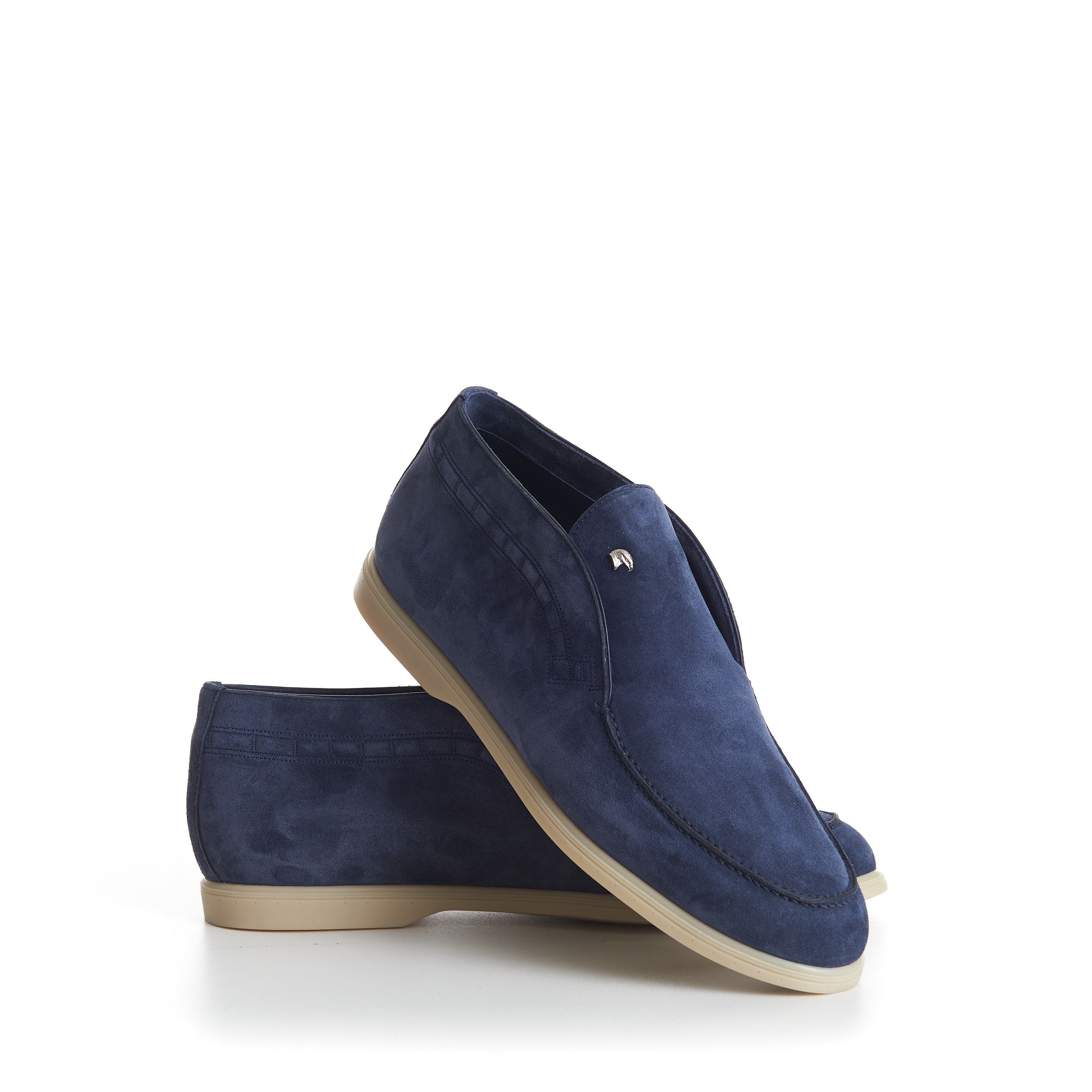 Stefano Ricci Blue Suede Slip-On Ankle Boots - Eagle Head Application Size US 9.5 / EU 42-43 - 11 Thumbnail