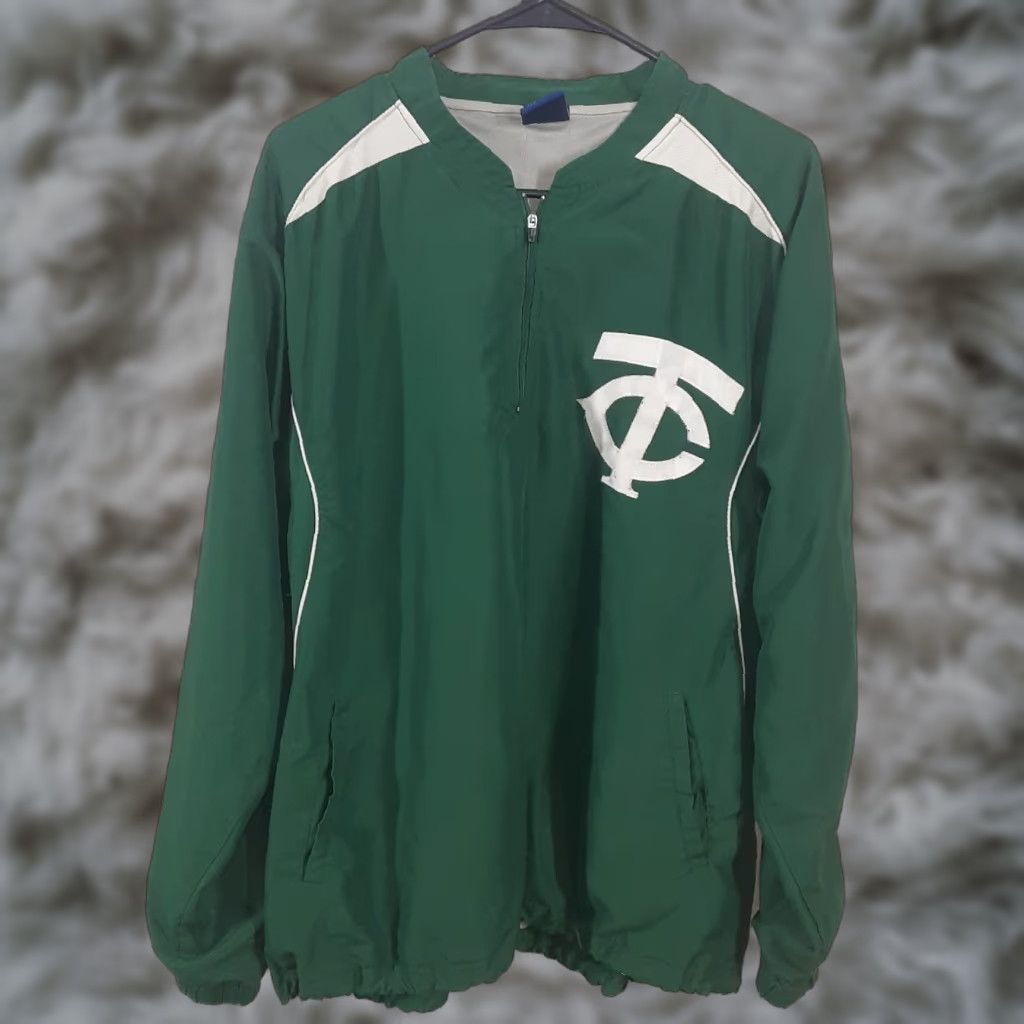 Mizuno VINTAGE Mizuno Minnesota Twins Mens Green Warm Up Pullover 1/4 Zip Jacket Size M Size US M / EU 48-50 / 2 - 1 Thumbnail