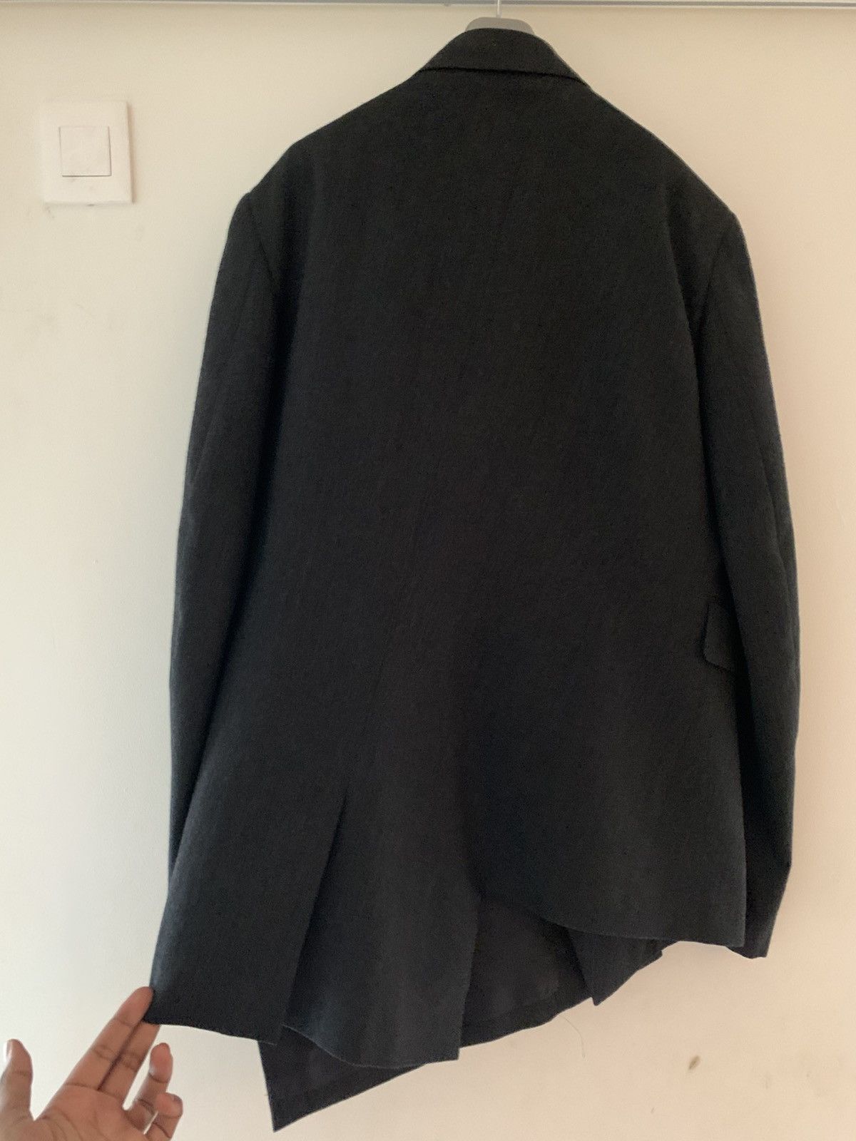 Comme des Garcons Homme Deux Grey wool asymmetric jacket double breasted size XL Size 42L - 2 Thumbnail