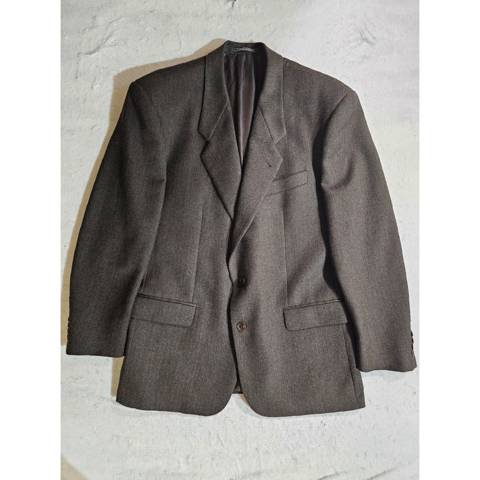 Lubiam VINTAGE Lubiam 1911 Herringbone Cashmere Lana Wool Blend Blazer/Sport Coat Mens Sz 44 Lg Brown Size 44R - 2 Thumbnail