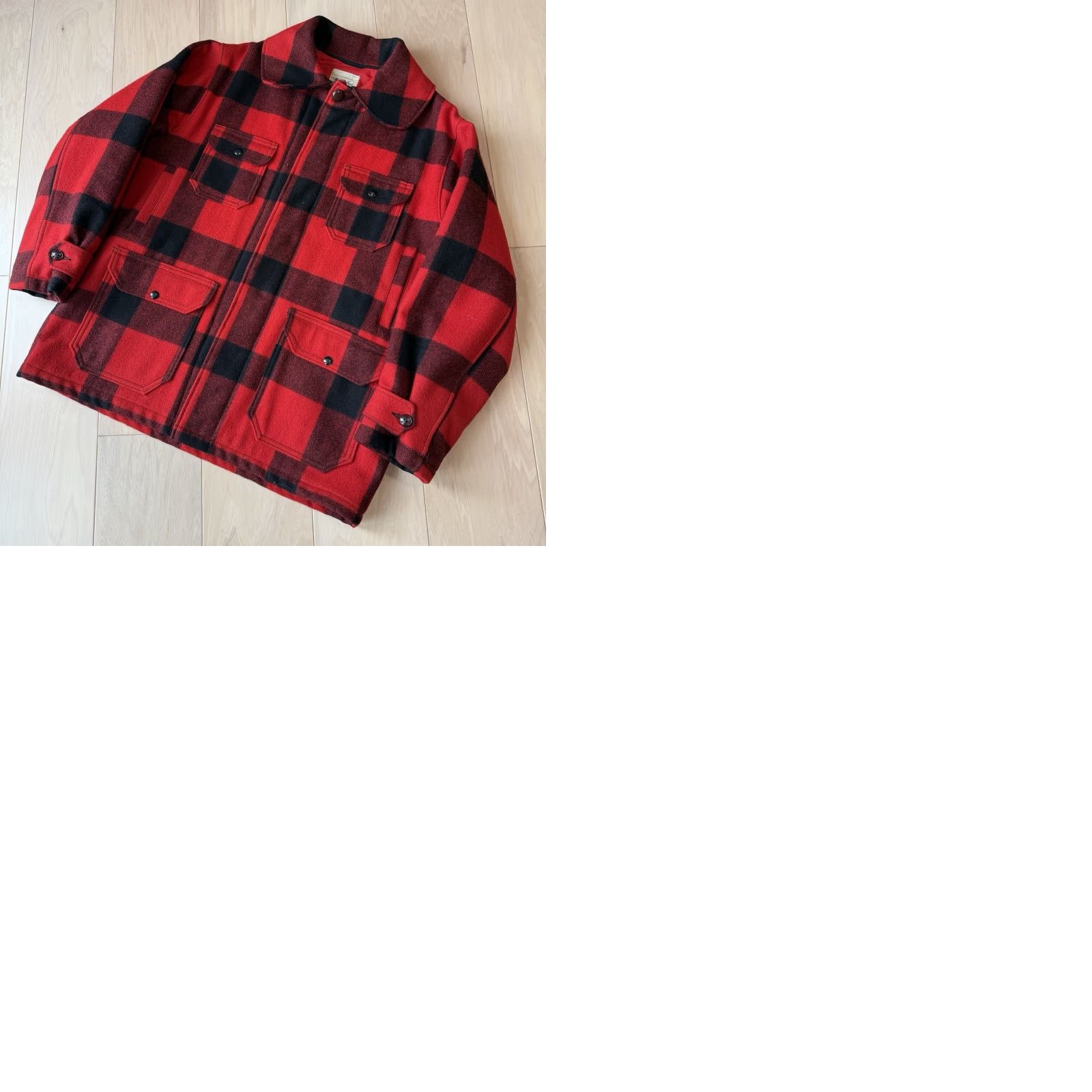Vintage VINTAGE Montgomery Ward Wool Coat Buffalo Plaid Wool 44 Red Black USA Western Overcoat Men Size US S / EU 44-46 / 1 - 9 Thumbnail