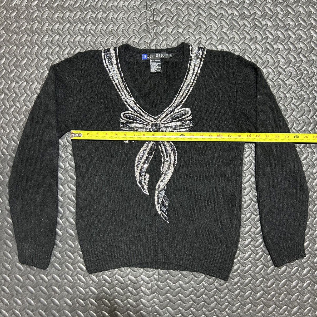 Other Vintage IB Diffusion Sweater Beaded Sequin Silk Bow 90s XS Size XS / US 0-2 / IT 36-38 - 5 Thumbnail