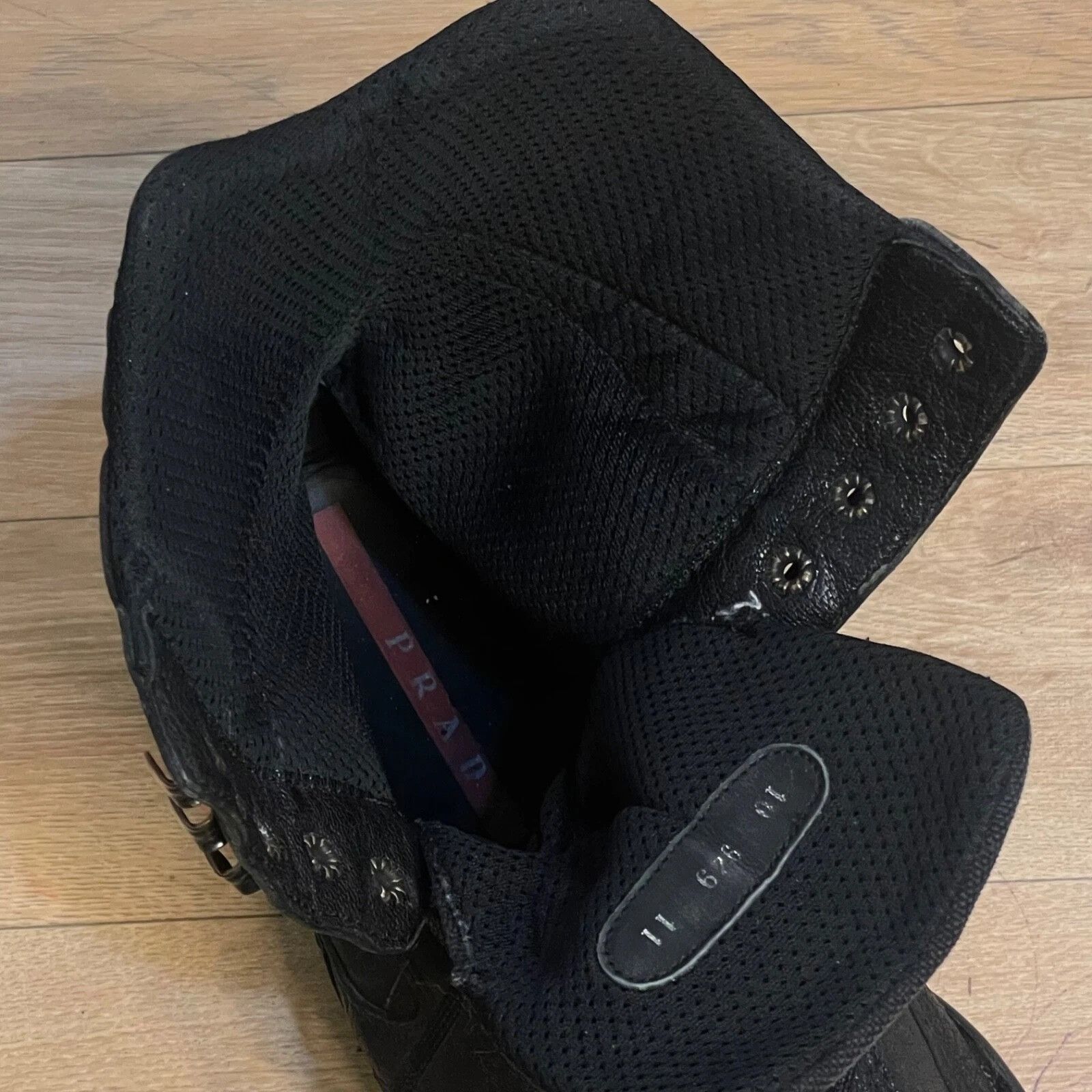Prada PRADA BOXING Boots High Top Cup Motorcycle black leather Size US 12 / EU 45 - 13 Thumbnail