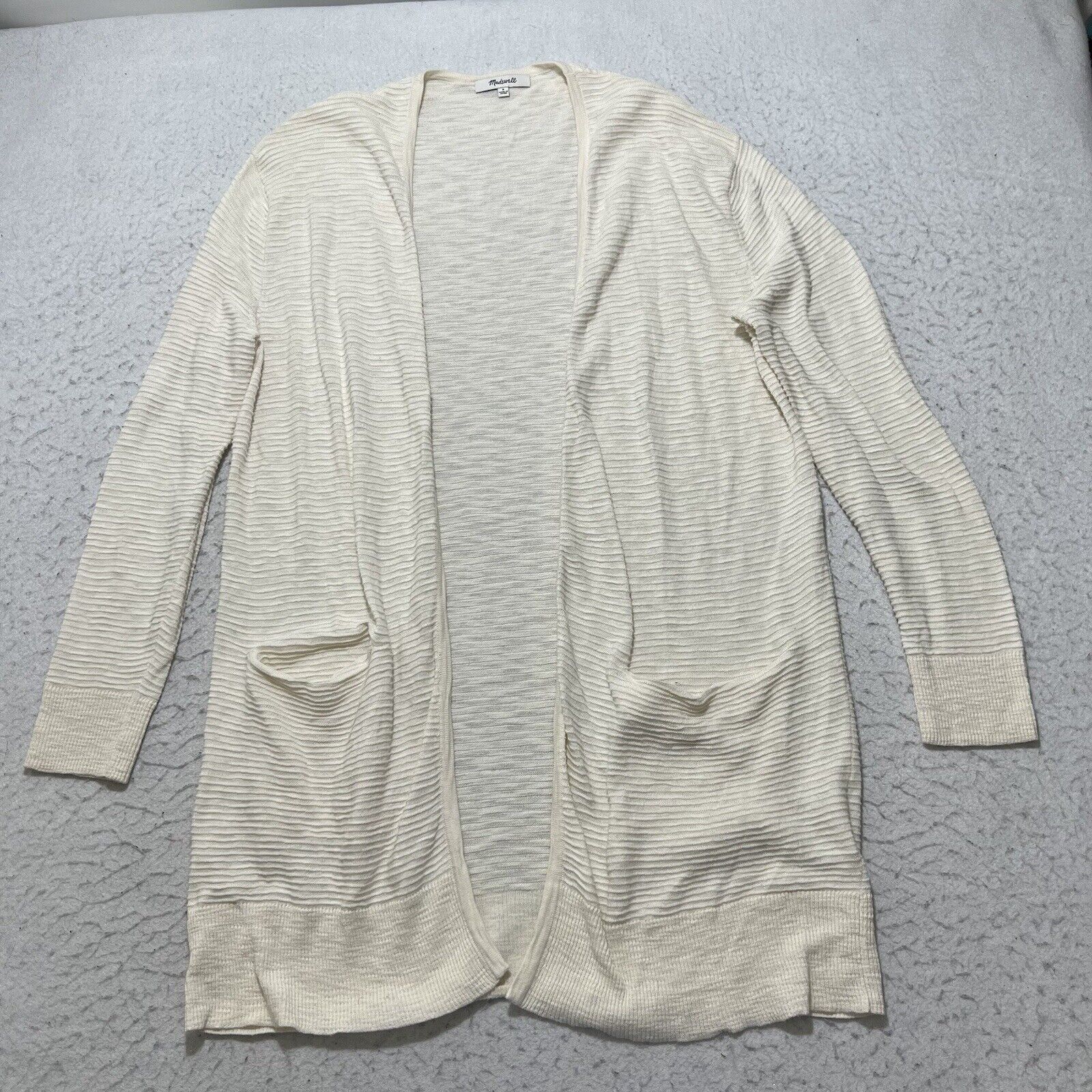 Madewell Madewell Cardigan Open Front Ivory Sweater With Pockets Size S / US 4 / IT 40 - 1 Thumbnail