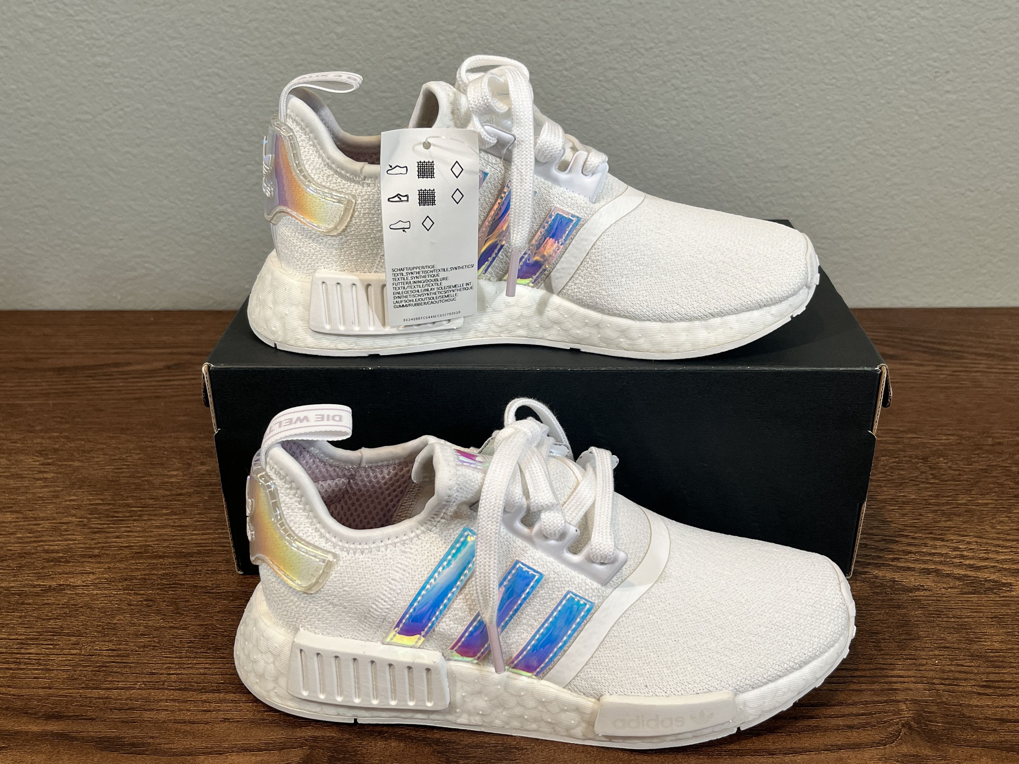 adidas gazelle silver green womens NMD R1 Grade School Running Shoe (White) main image 0