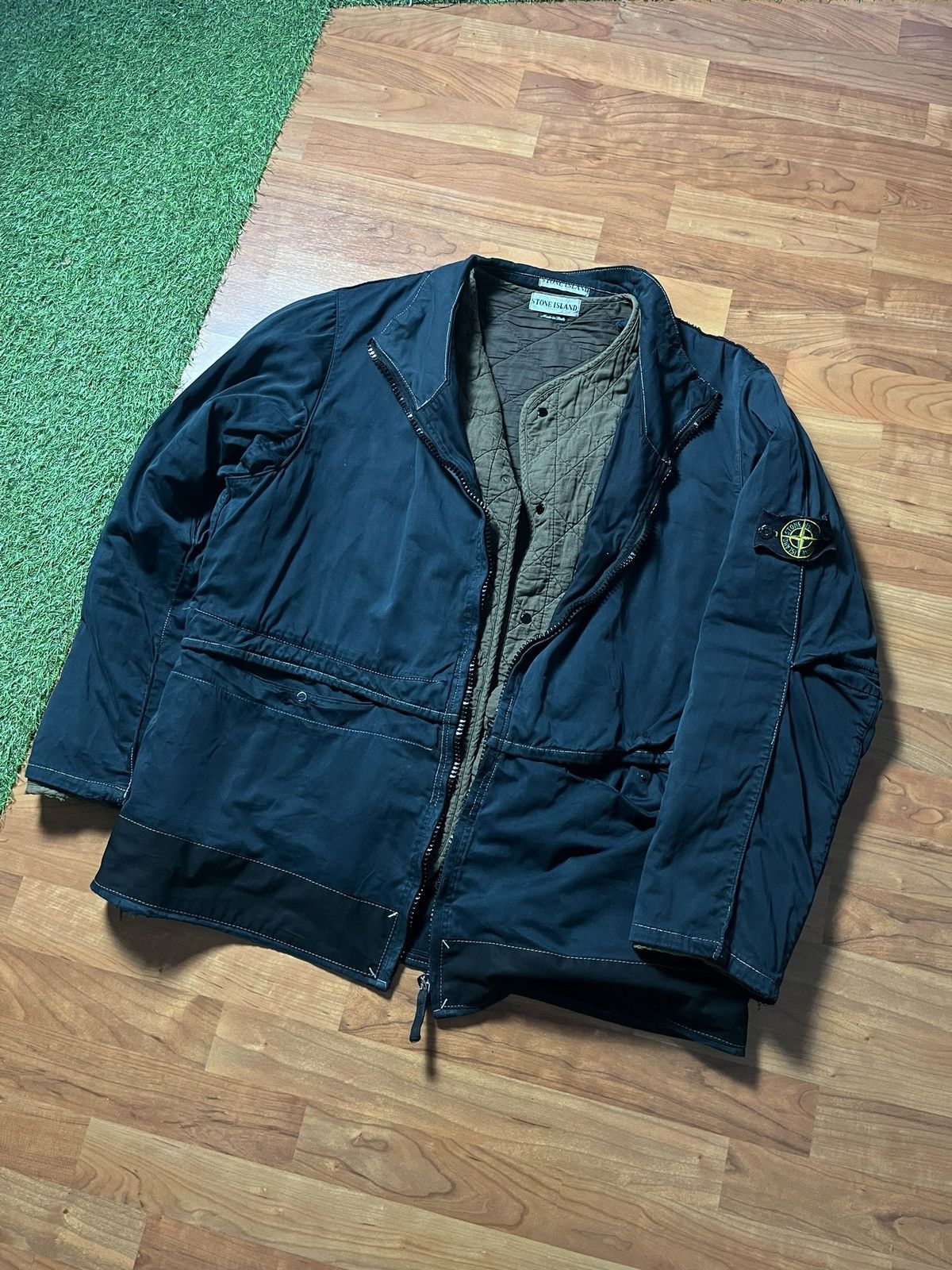 image of Massimo Osti x Stone Island Vintage Stone Island Raso Gommato in Black, Men's (Size XL)