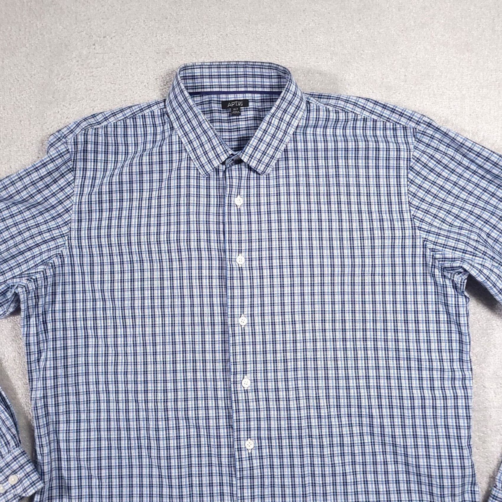 Apt. 9 Apt 9 Button Up Shirt Mens XLT Tall Blue Collared Check Pattern Long Sleeve Size US XL / EU 56 / 4 - 3 Thumbnail
