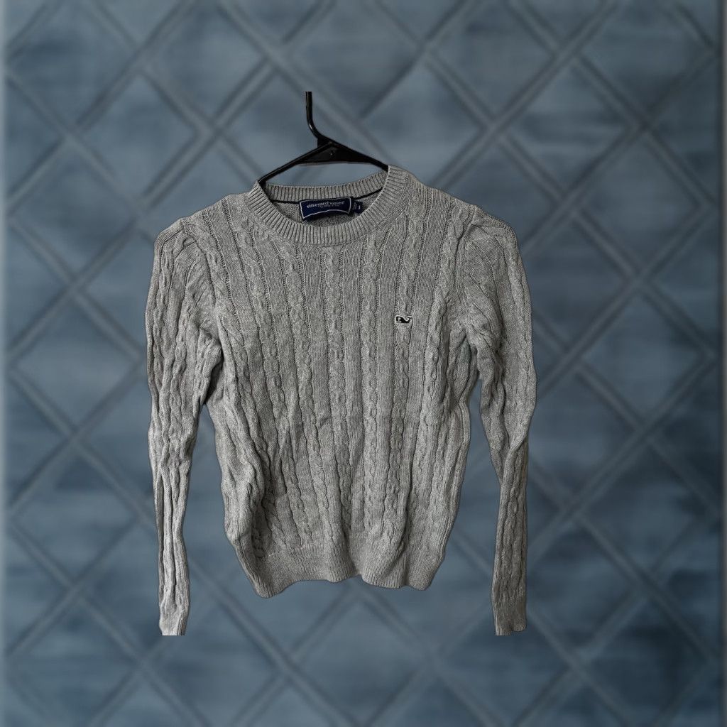 Vineyard Vines VINEYARD VINES Girl's Cable Knit Sweater Crew Neck Cotton Blend Pullover Size S Gray Girls Fall Casual Size S / US 4 / IT 40 - 1 Thumbnail
