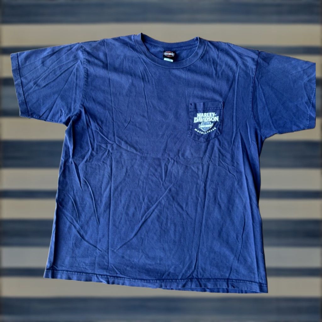 Harley Davidson VINTAGE Harley-Davidson T-Shirt XL Men Blue Motorcycle USA Crew Neck Short Sleeve Logo Logo Double-Sided Biker 90s Decade Vintage Theme Accessories Size US XL / EU 56 / 4 - 1 Thumbnail