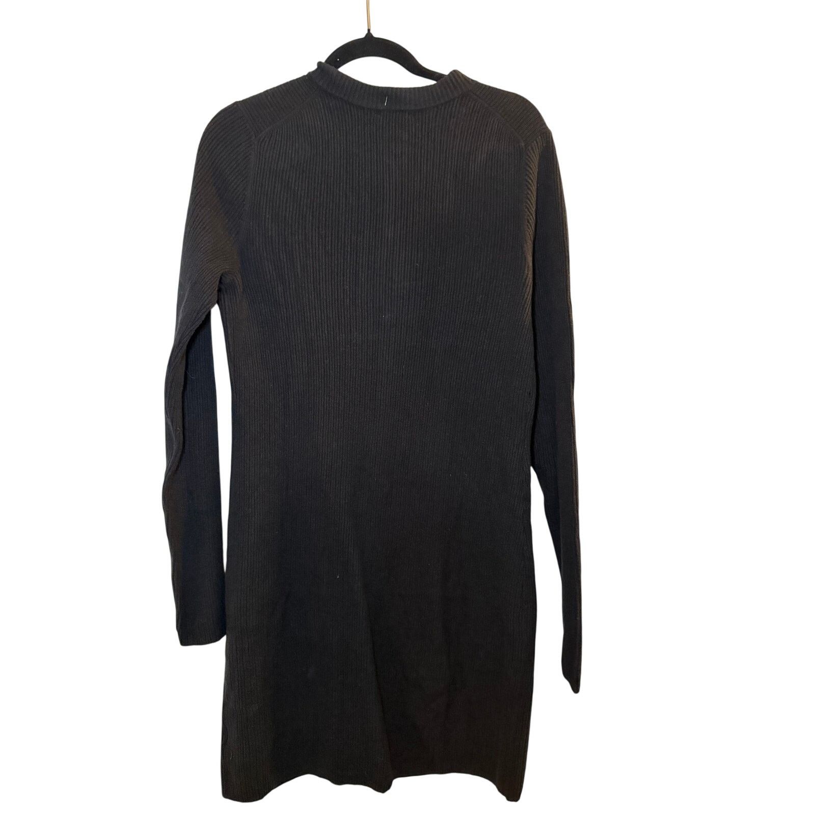 GAP Black Ribbed Gold Button dress NWT size L