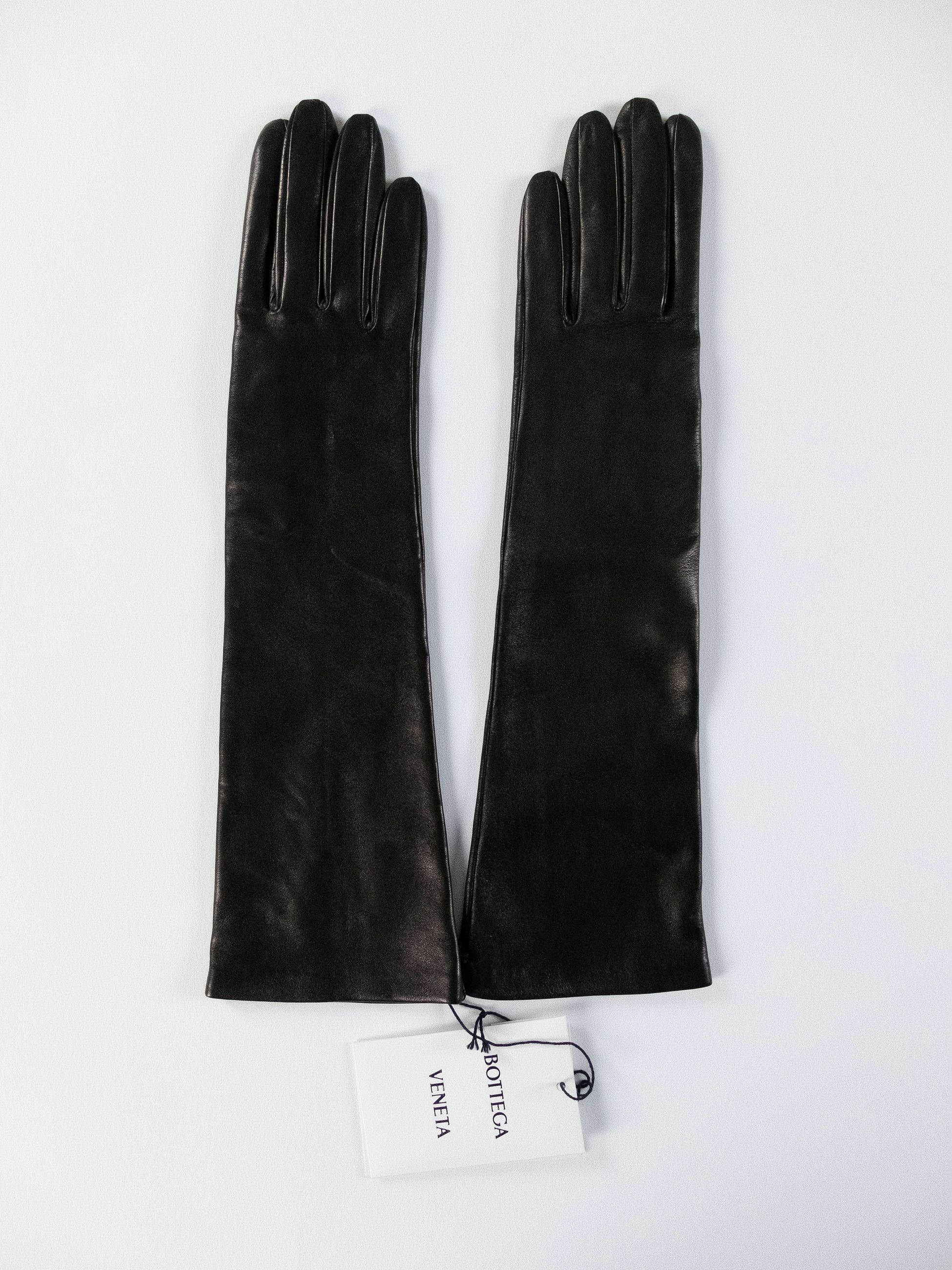 Bottega Veneta BOTTEGA VENETA black soft nappa leather midi gloves Small q Size ONE SIZE - 3 Thumbnail