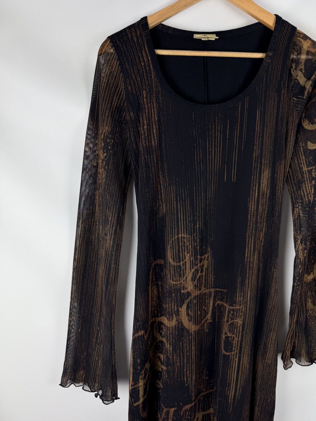 Other Legatte Jeans Mesh Y2K Long Sleeve Overprinted Maxi Dress Size L / US 10 / IT 46 - 3 Thumbnail