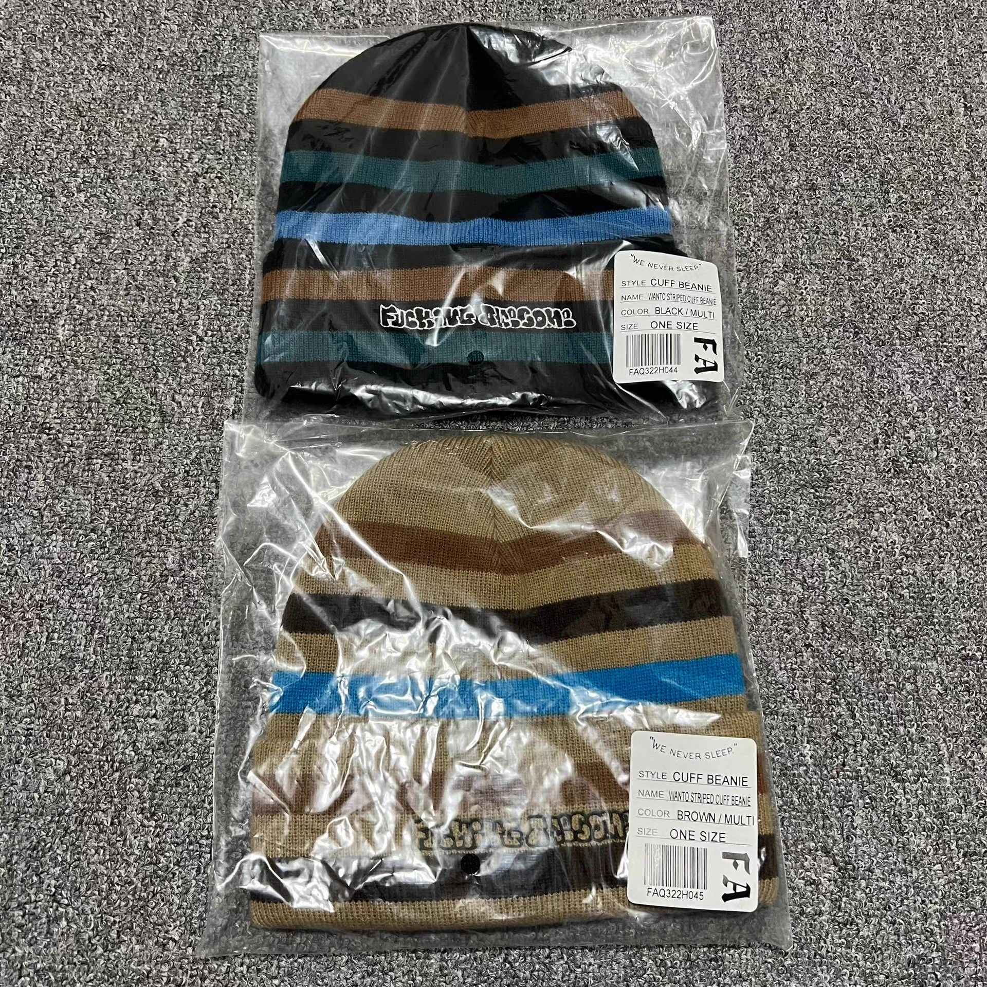 Fucking Awesome Fucking Awesome Embroidered Striped Knitted Beanie Q7 Size ONE SIZE - 2 Thumbnail