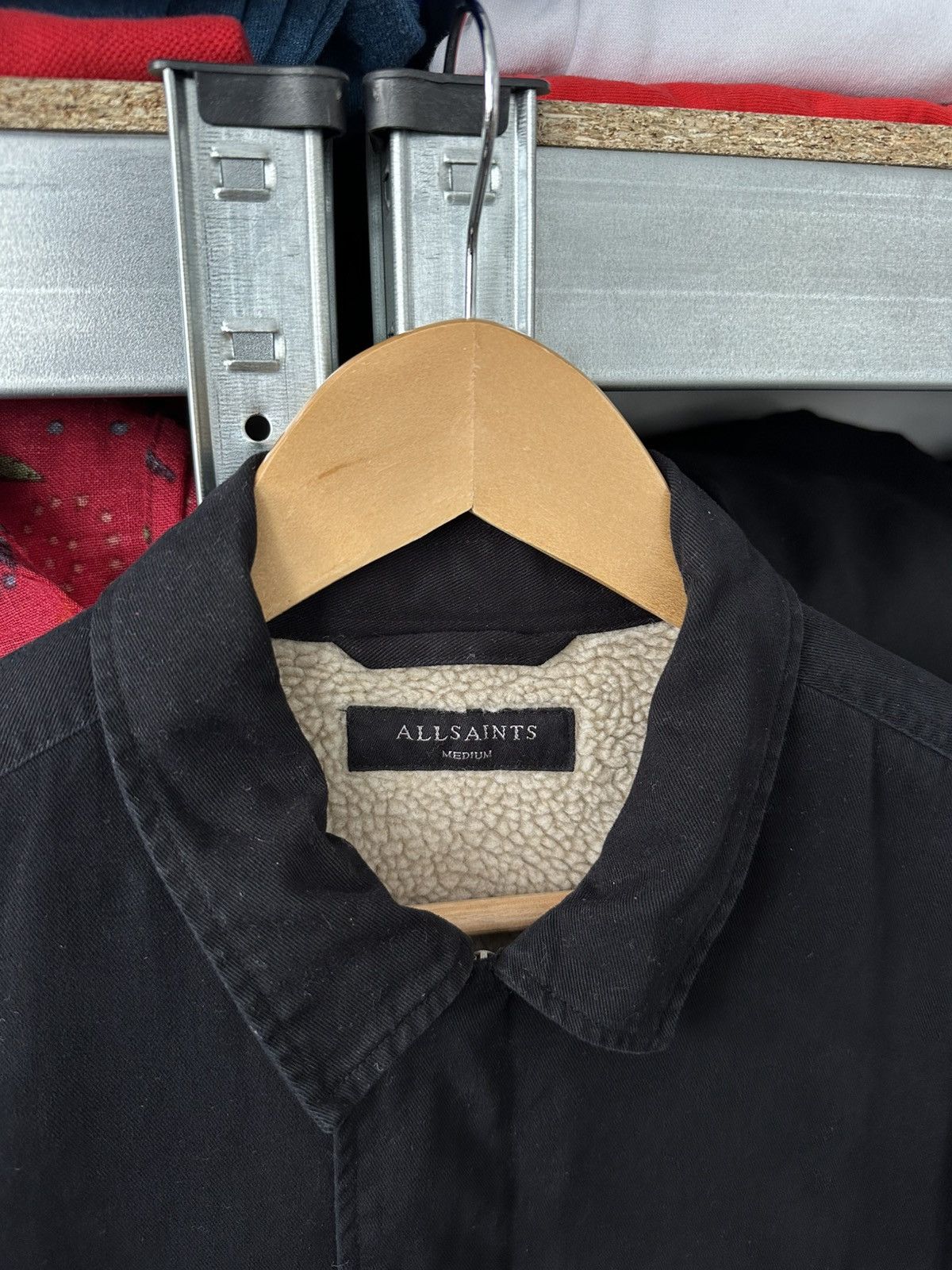 Allsaints Vintage Allsaints Black Button Zip Jacket Rare Sherpa Mens Size US M / EU 48-50 / 2 - 7 Thumbnail