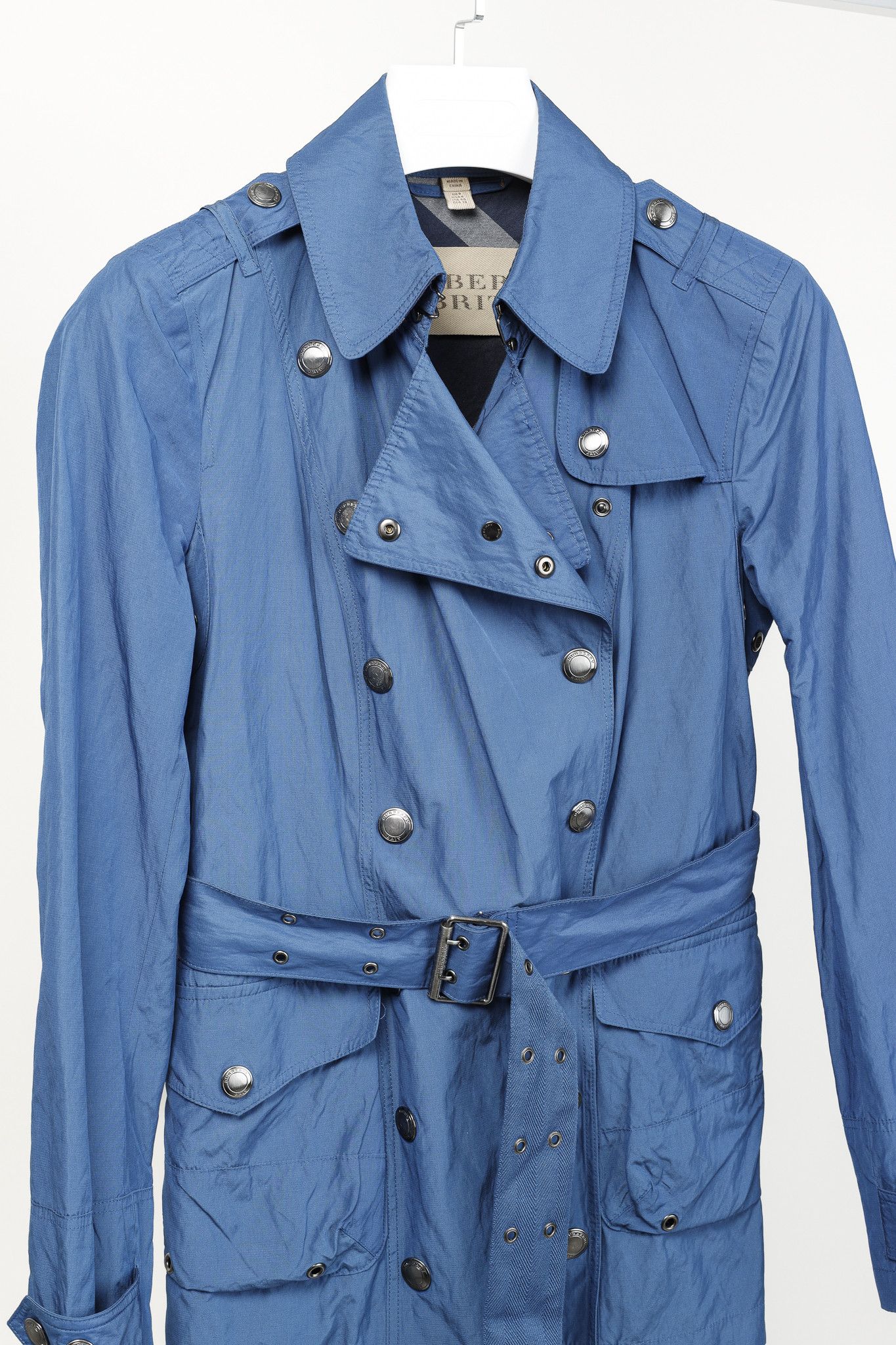 Burberry Burberry Brit Blue Double-Breasted Belted Short Rain Coat Size S / US 4 / IT 40 - 4 Thumbnail