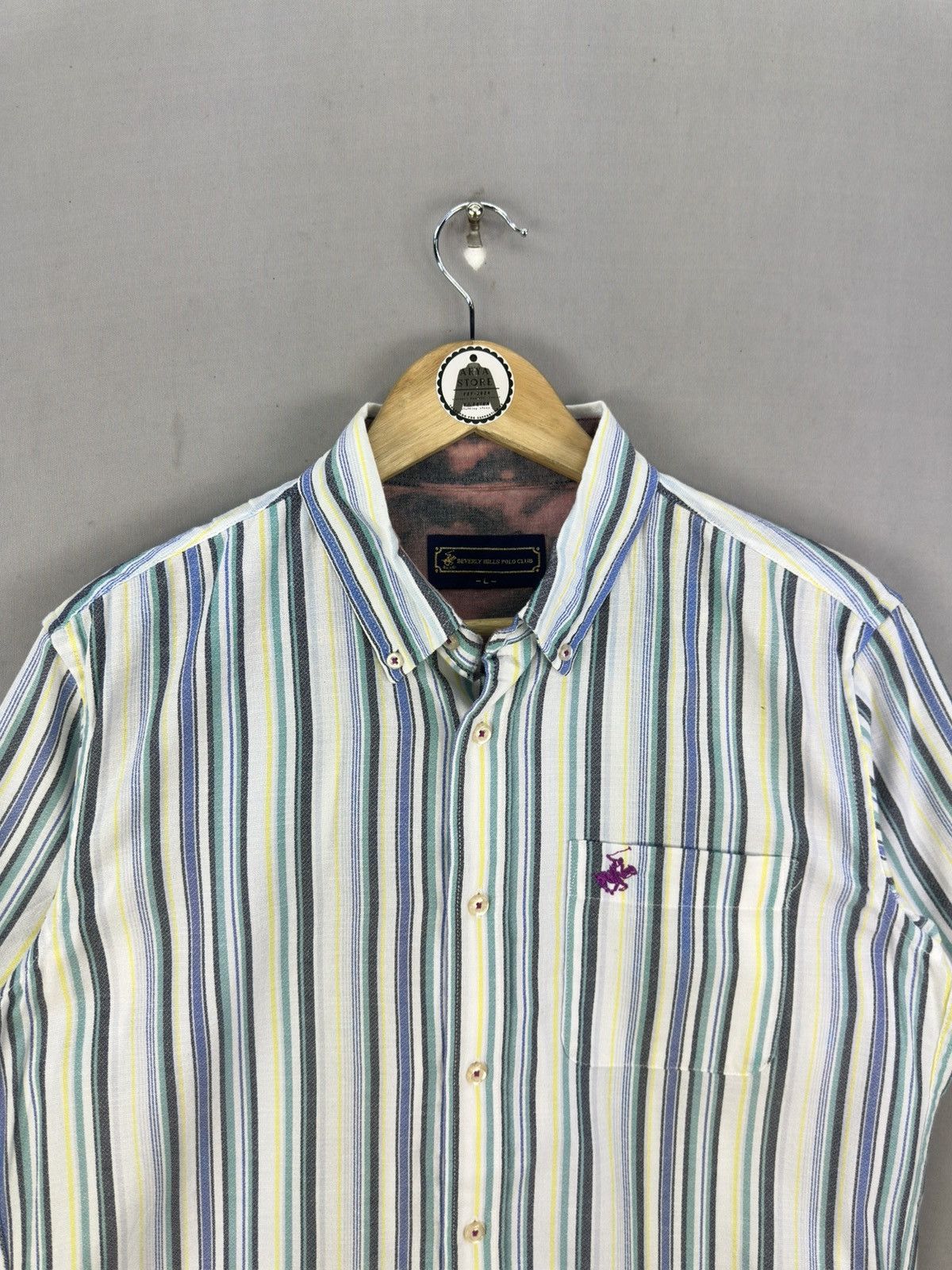 Beverly Hills Polo Club Beverly Hills Polo Club BHPC Stripe Multicolor Flannel Shirt Size US L / EU 52-54 / 3 - 7 Thumbnail