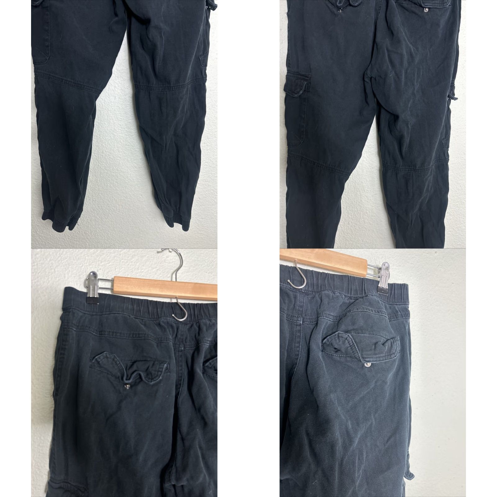 Guess VINTAGE Guess Mens Medium Black Ankle Cargo Joggers Missing Drawstring 32x27 Size US 31 - 8 Thumbnail