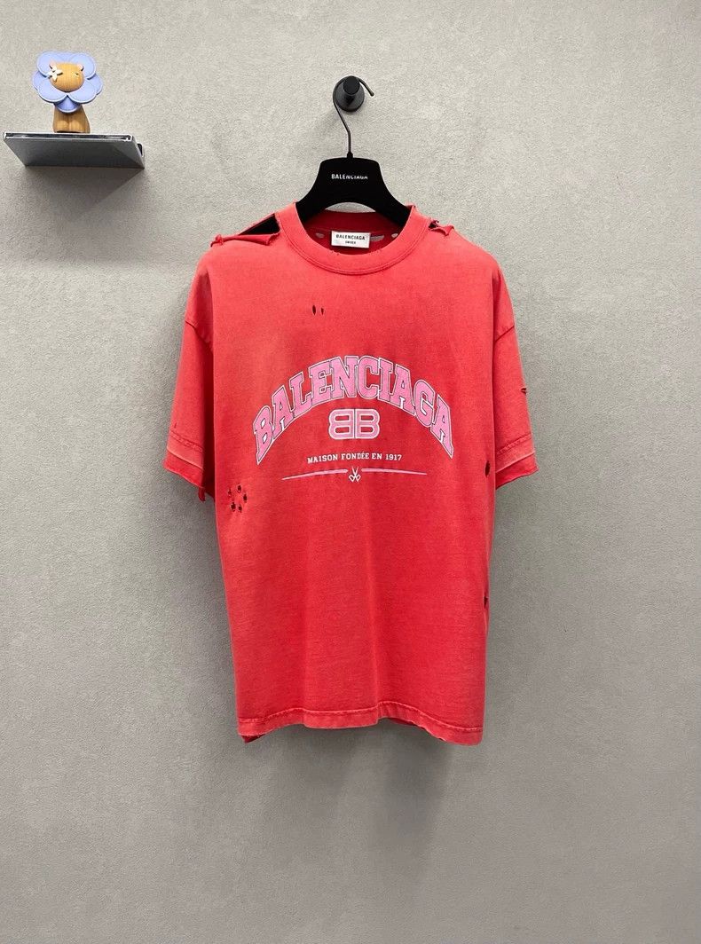 Balenciaga Balenciaga Orange Red Logo Printed Short Sleeve Size US XS / EU 42 / 0 - 1 Thumbnail