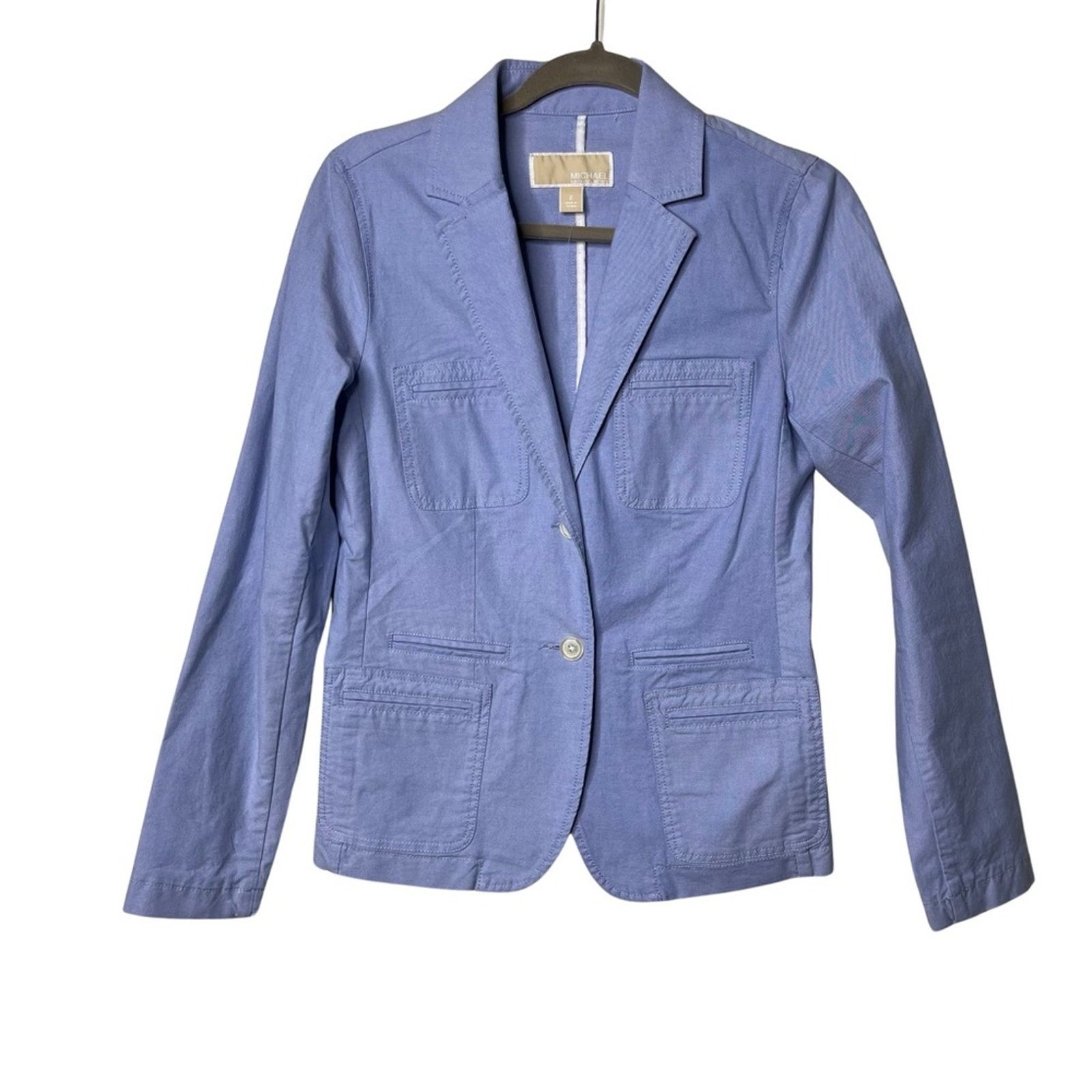 Michael Kors Michael Michael Kors light blue cotton button front blazer Size XS / US 0-2 / IT 36-38 - 1 Thumbnail