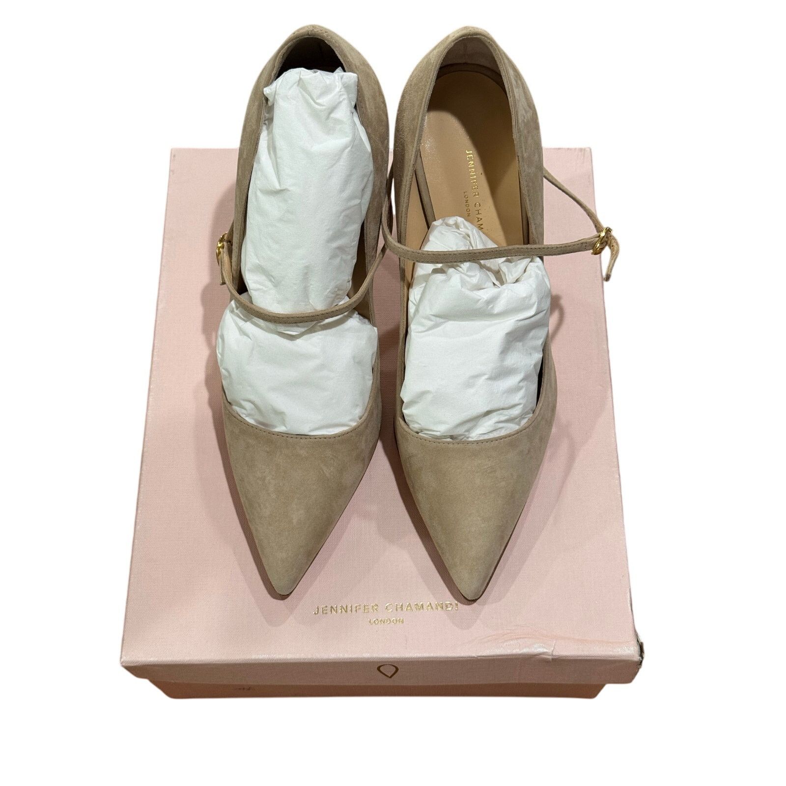 Other Jennifer Chamandi Lorenzo 105 mm Sand Suede Pumps sz. 39 eu Size US 9 / IT 39 - 6 Thumbnail
