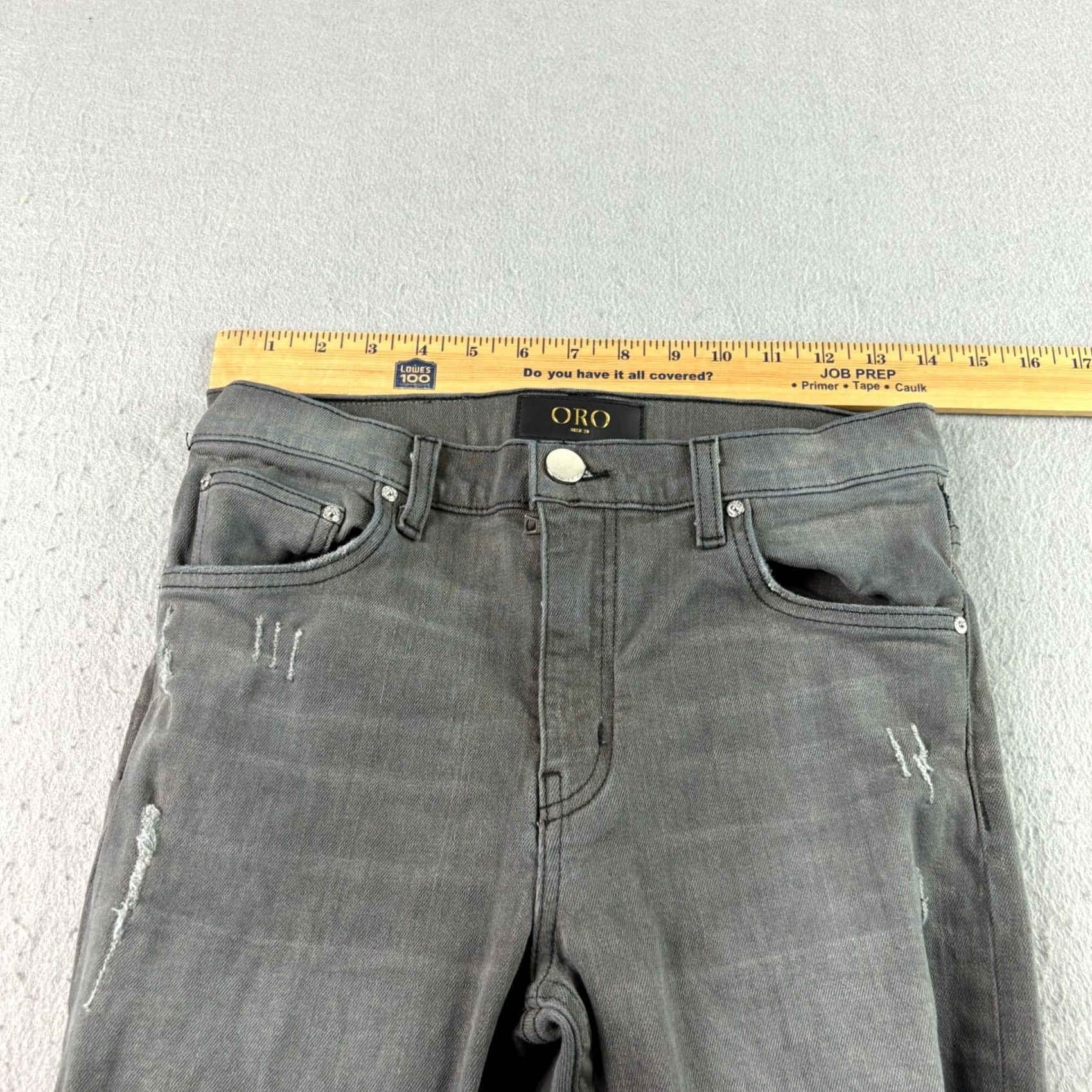 Denime Oro Jeans Mens Slim Gray Distressed Stretch Den​im 28 Regular Inseam 27 Grunge Skinny Style Type: Jeans Mens Size US 28 / EU 44 - 7 Thumbnail