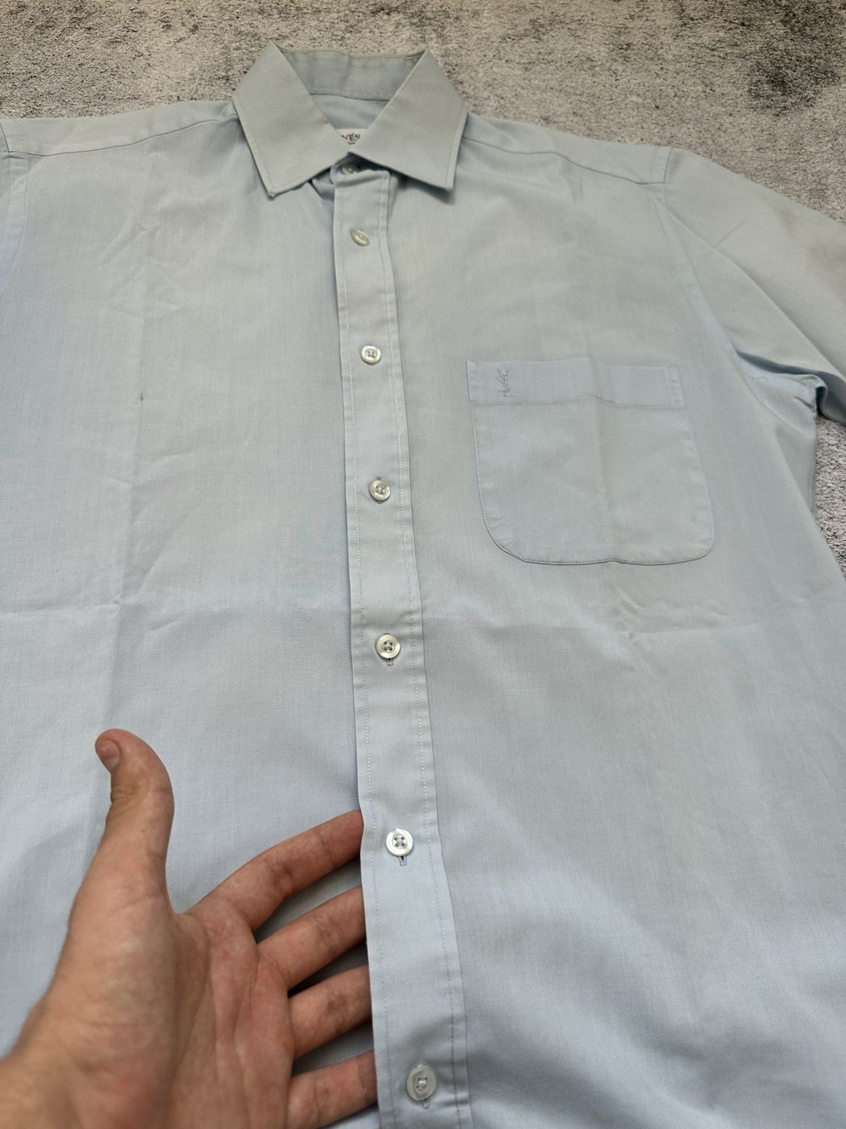 Yves Saint Laurent Vintage Yves Saint Laurent Shirts Sky Blue Logo Size US M / EU 48-50 / 2 - 9 Thumbnail