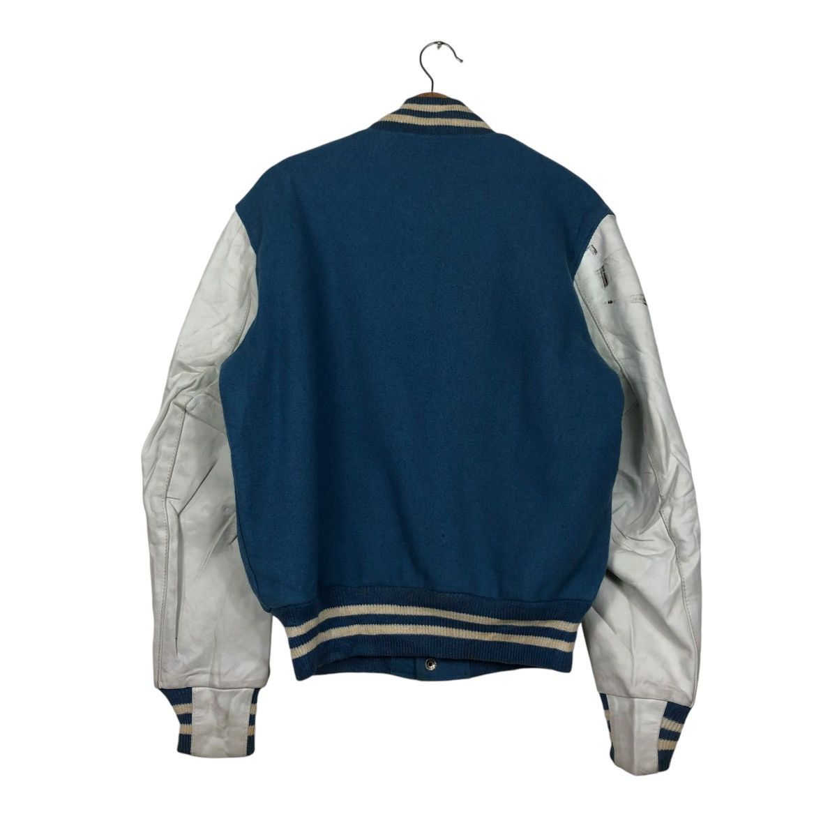 Golden Bear 🔥VINTAGE VARSITY JACKET LEATHER GOLDEN BEAR USA BABY BLUE Size US M / EU 48-50 / 2 - 10 Thumbnail