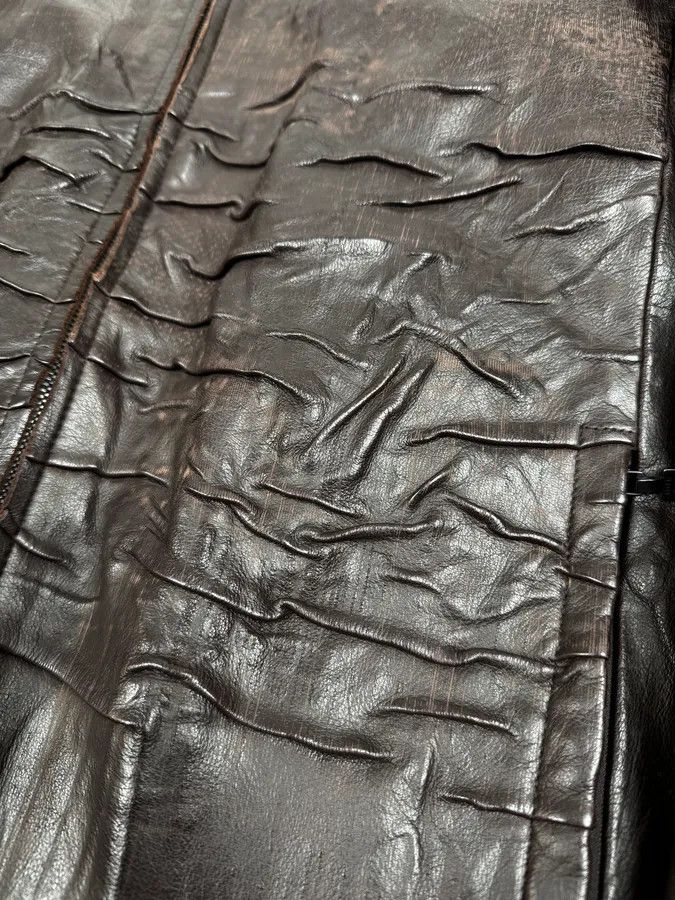 Marithe + Francois Girbaud FW2002 Marithé + François Girbaud Brown Plissed Leather Jacket Size US M / EU 48-50 / 2 - 9 Thumbnail