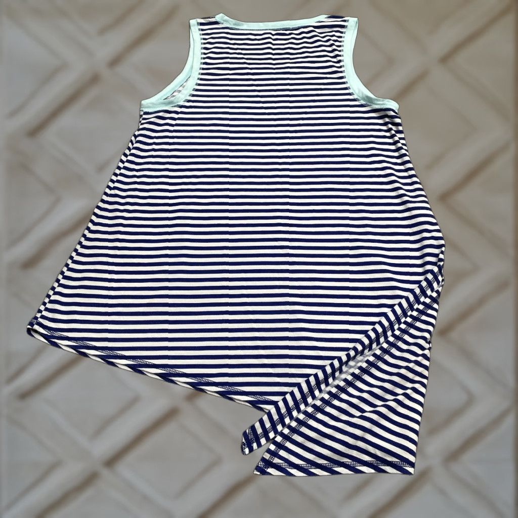 Vintage Xersion Tank Top Women S Blue Striped Round Neck Casual Stretch Sleeveless Size S / US 4 / IT 40 - 1 Thumbnail