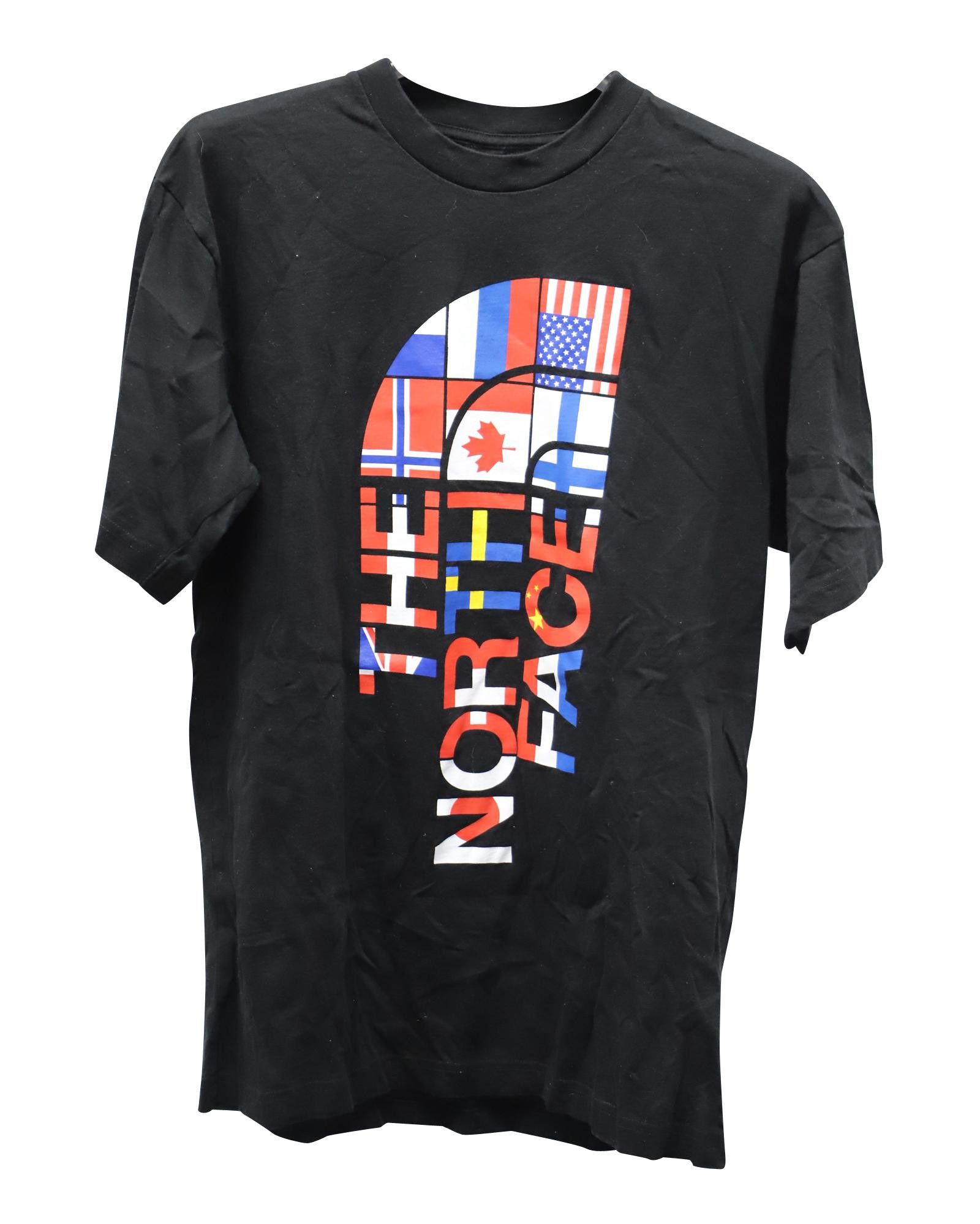 image of The North Face Sochi Olympics 2014 Flag Print Cotton T-Shirt in Black, Men's (Size Small)