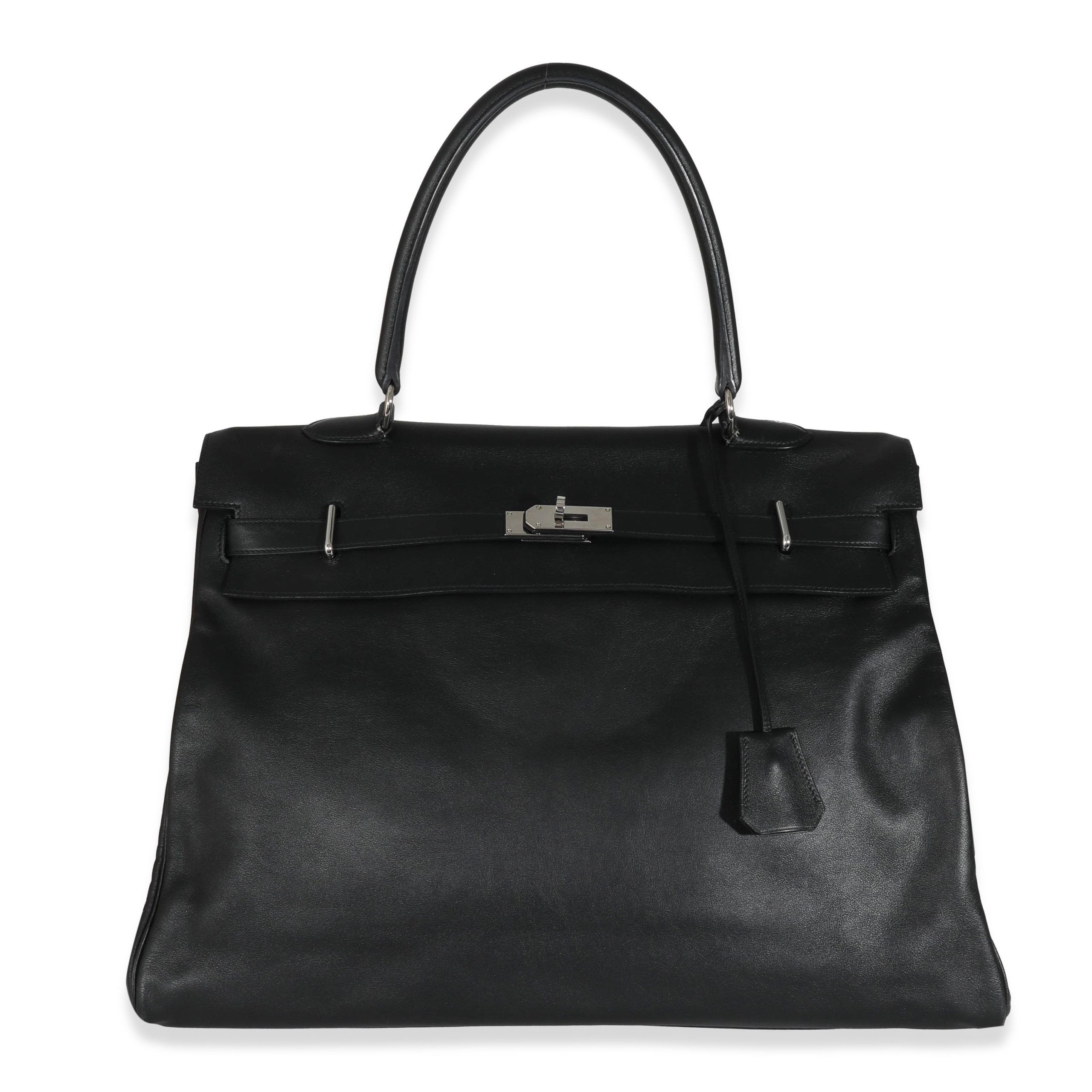 Hermès Black Sikkim Retourne Kelly Relax 50 PHW