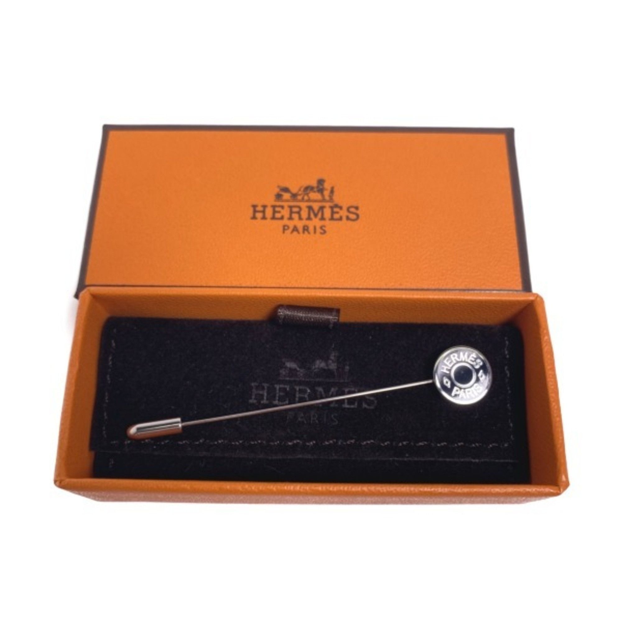 image of Hermes Hat Pin Crude Cell Hermes Silver X Black Other Accessories, Women's