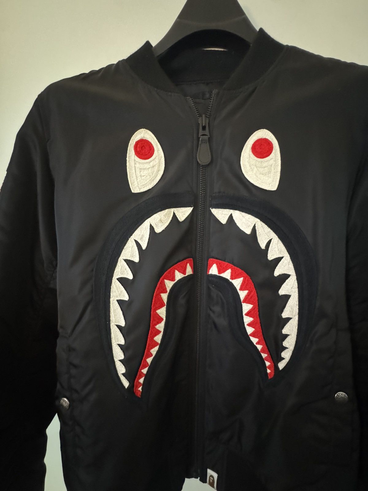 Bape Bape Shark MA-1 Bomber Jacket Black – Rare Size US L / EU 52-54 / 3 - 7 Thumbnail