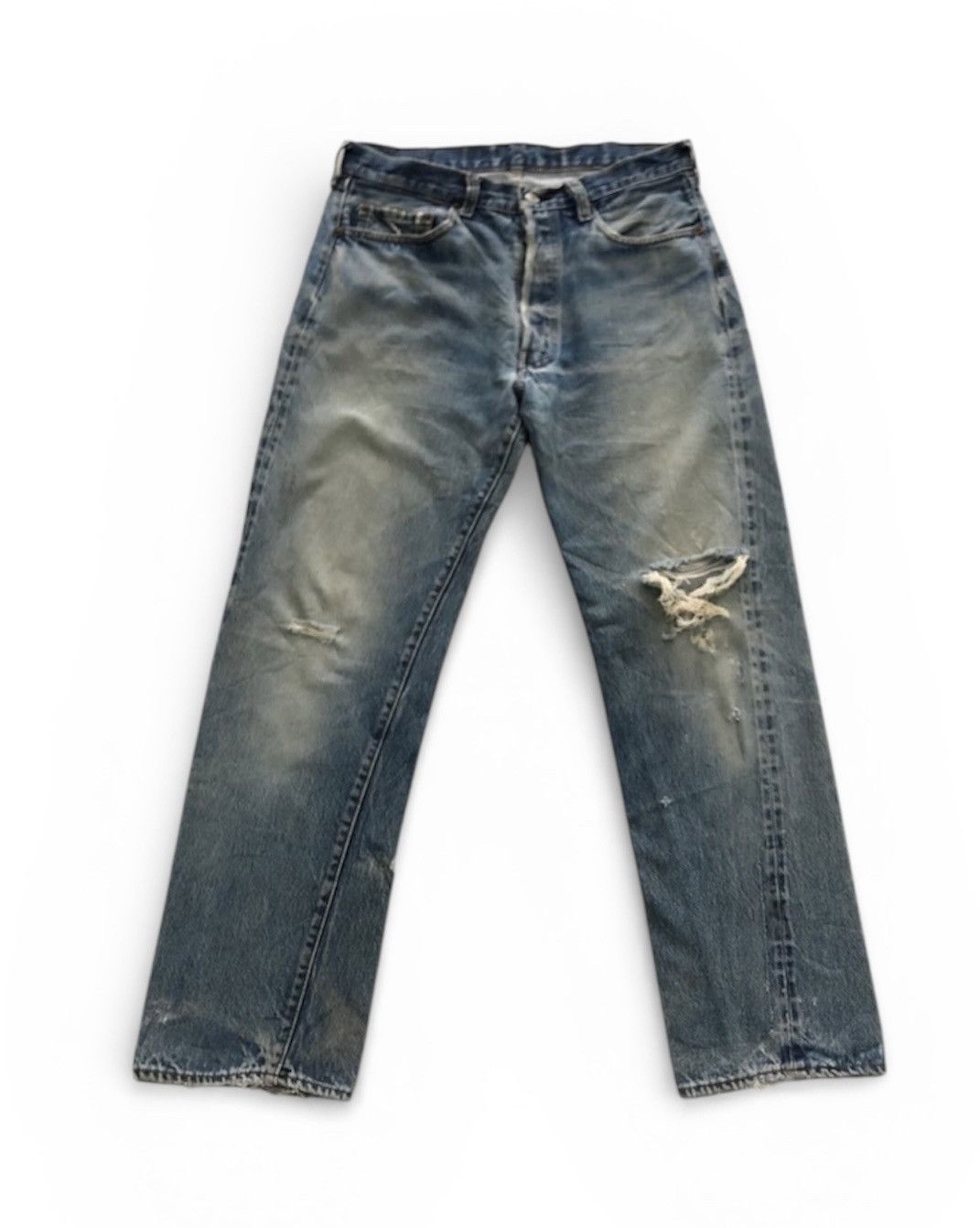 Levi's Vintage Levis 501 Small E Selvedge Distressed Denim Jeans Size US 32 / EU 48 - 1 Thumbnail