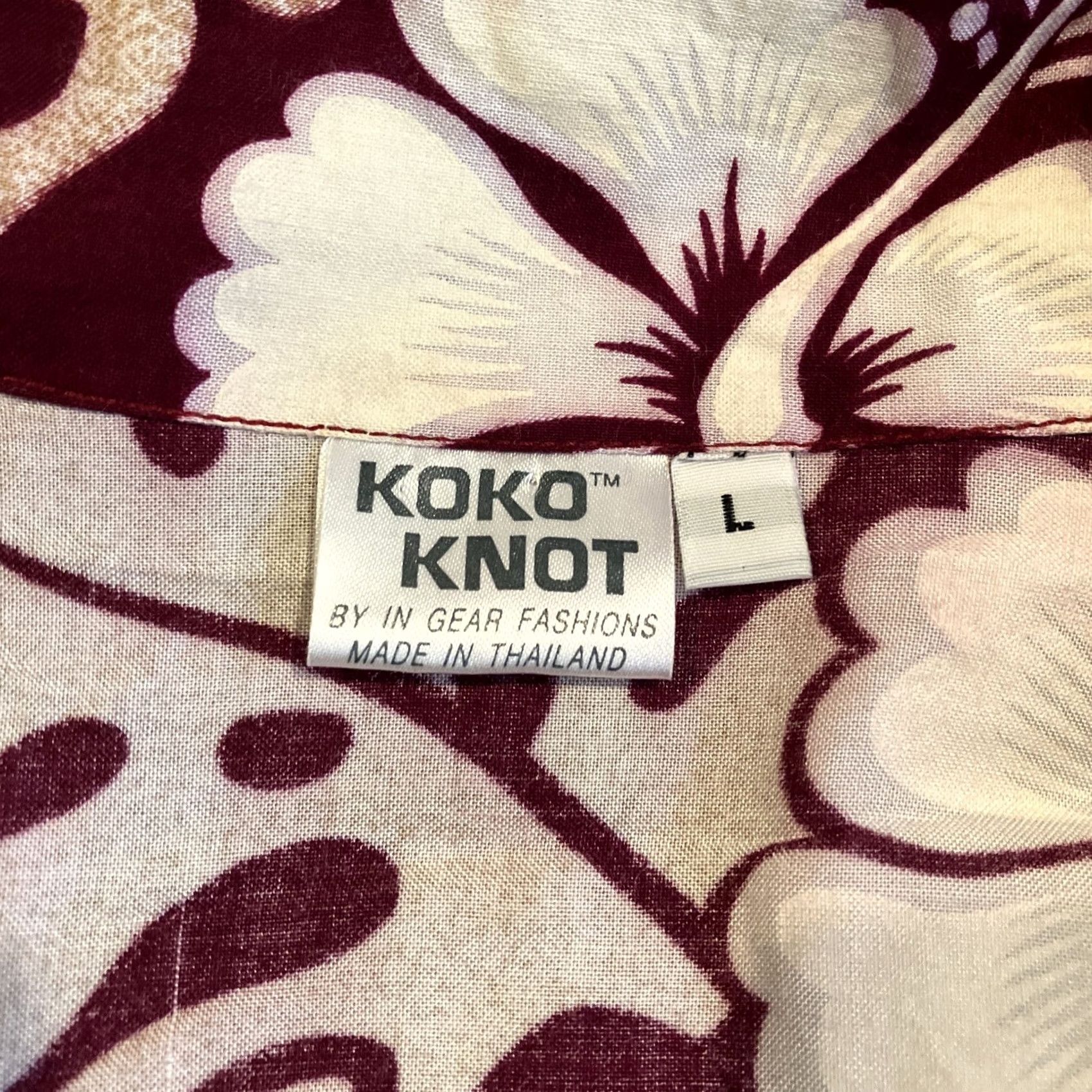 Vintage VINTAGE Kono Knot Hawaiian Shirt Maroon Floral Button-Down Rayon Large Mens L Short Sleeve Button Up Size US L / EU 52-54 / 3 - 3 Thumbnail