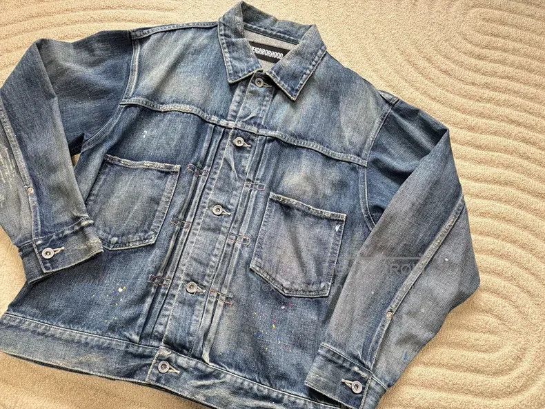 Neighborhood Neighborhood Splattered Washed Distressed Denim Jacket Size US M / EU 48-50 / 2 - 2 Thumbnail