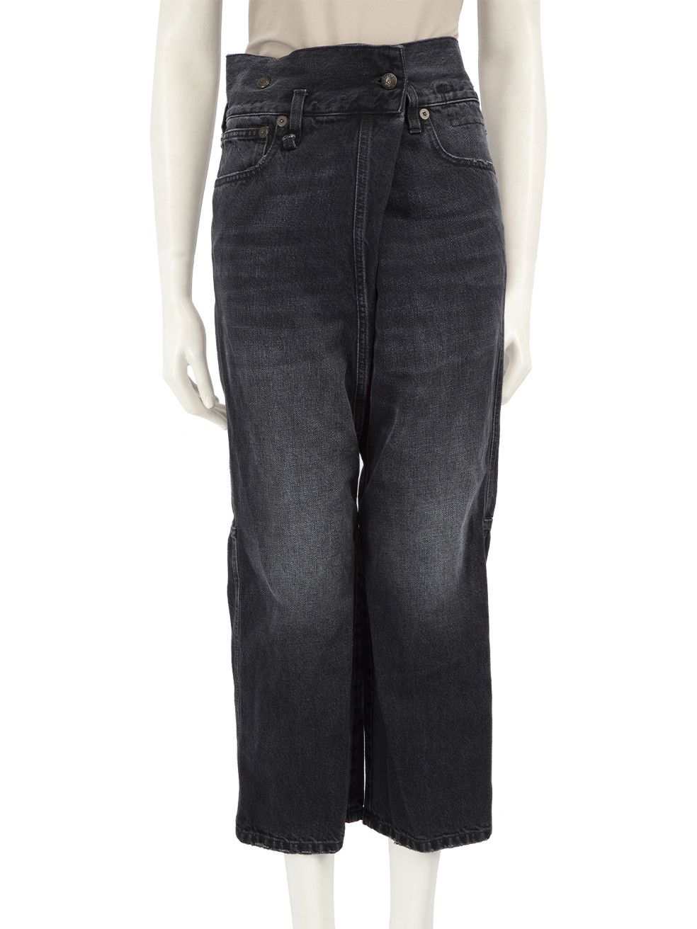R13 Black Faded Denim Cropped Jeans Size 30" / US 8 / IT 44 - 1 Thumbnail