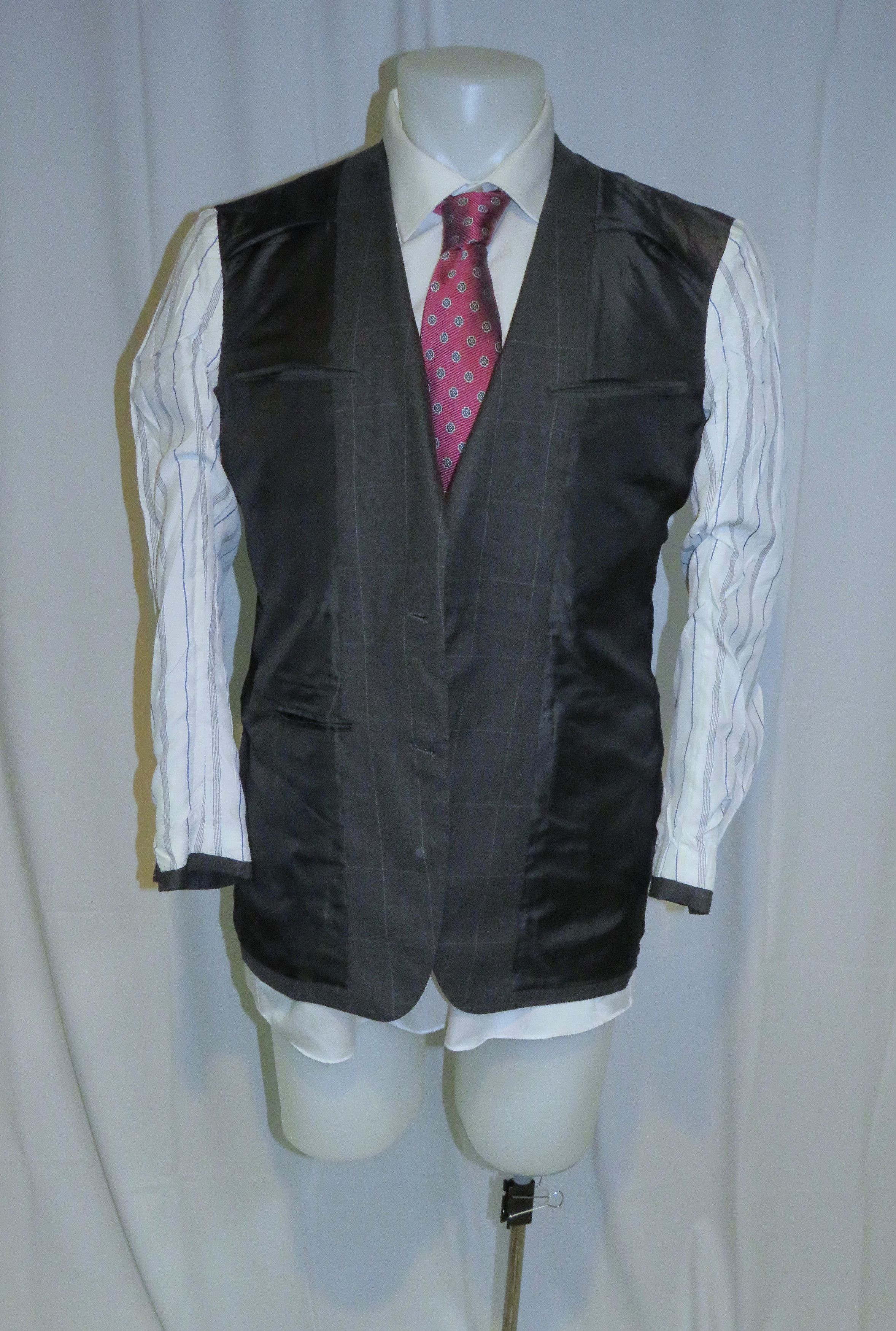 Henry Poole × Savile Row Bespoke Gray Windowpane Two Button Suit 38R Size 38R - 13 Thumbnail