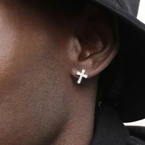 Jewelry Crystal Cross Stone Earrings Gothic Chrome Jewelry God Size ONE SIZE - 3 Thumbnail