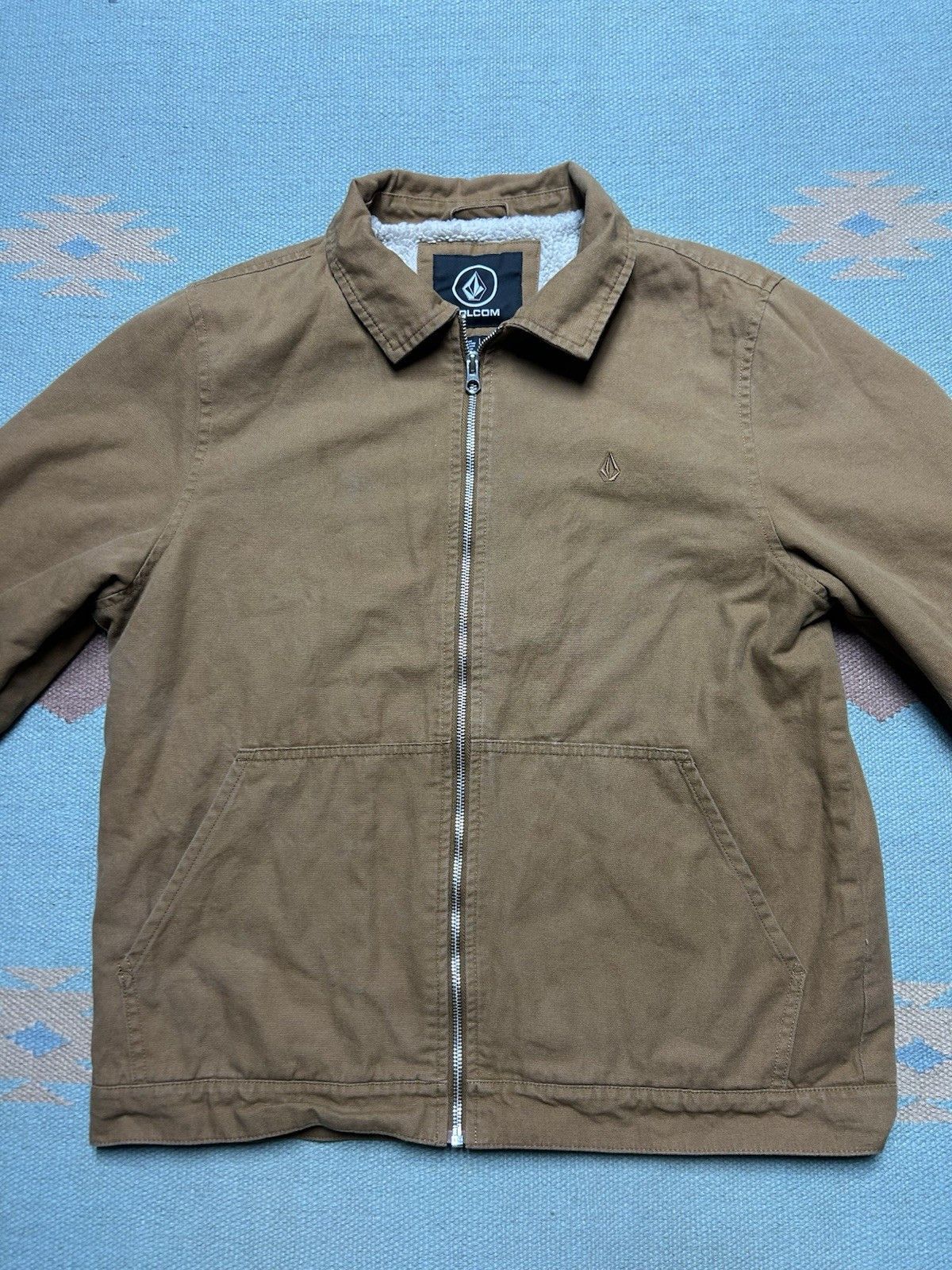 Vintage Volcom Sherpa lined canvas jacket Carhartt zip skater FLAW M Size US M / EU 48-50 / 2 - 2 Thumbnail
